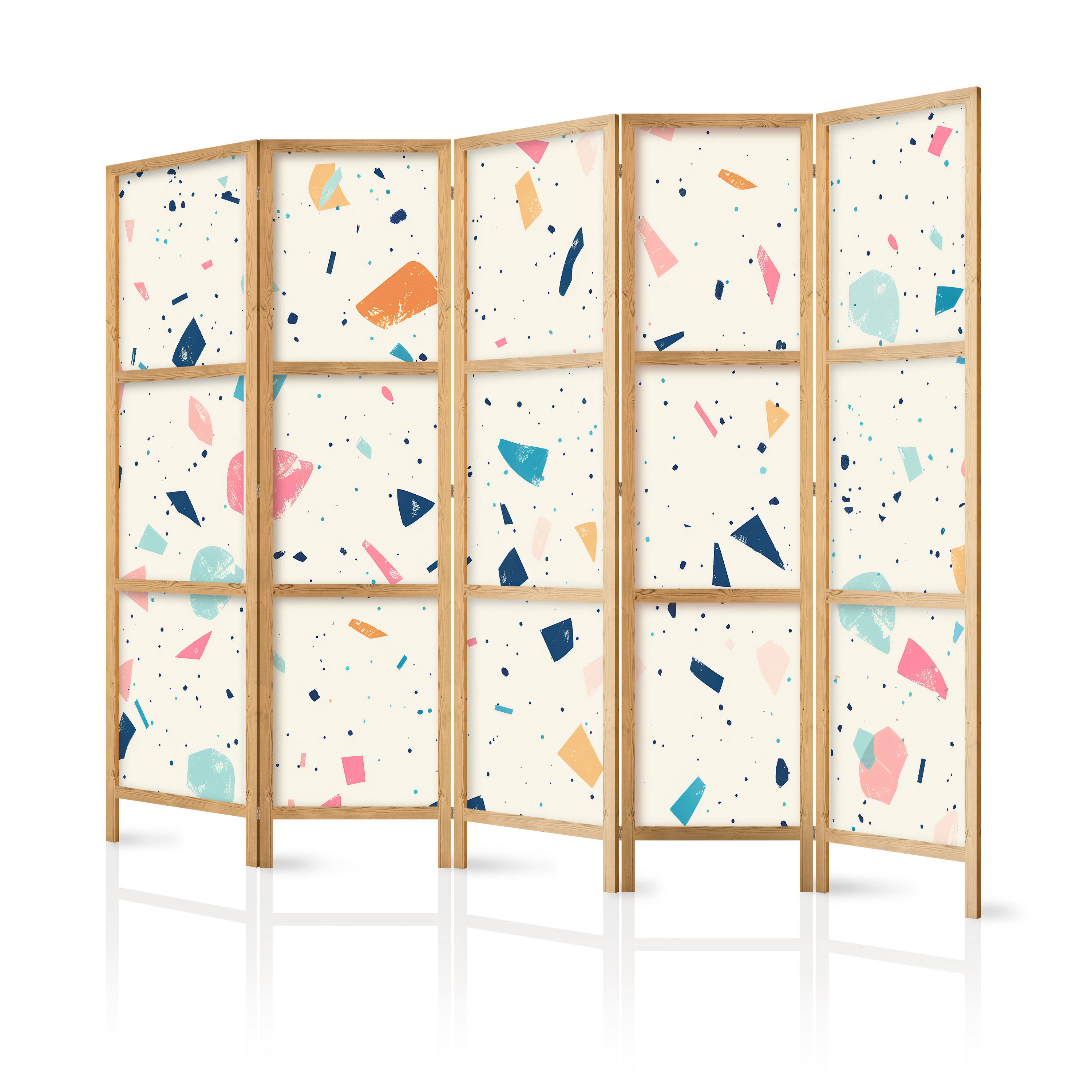Paravent Japonais - Terrazzo Multicolore Motif Joyeuxclair. 225x172