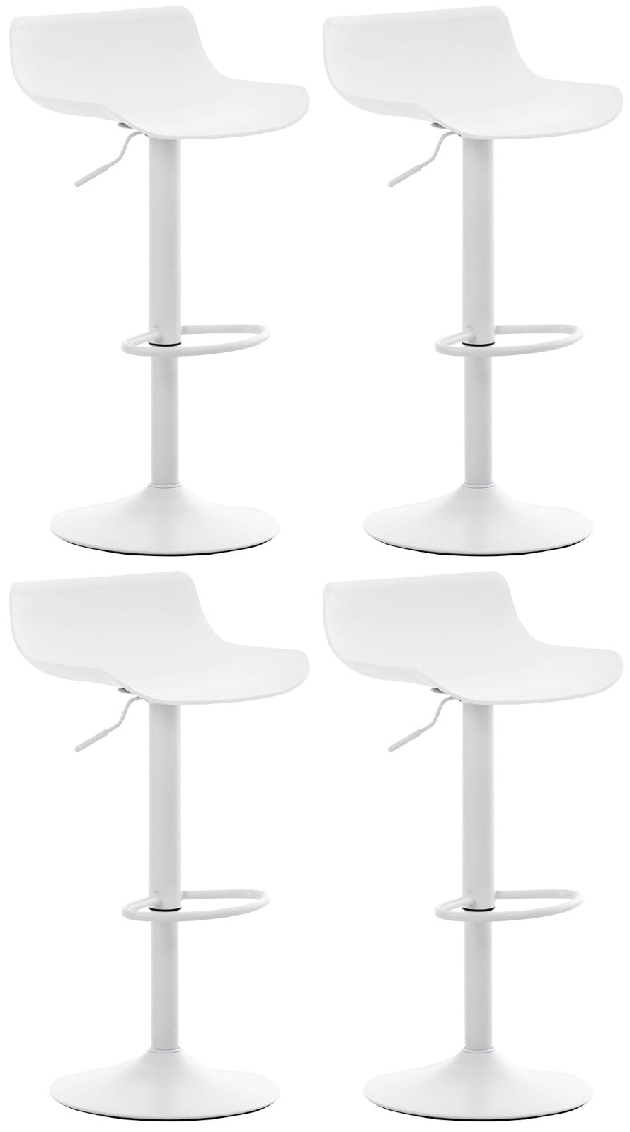 Tabourets De Bar X4 Avec Repose-pieds Hauteur Réglable Desing Moderne En Plastique Blanc Et 10_0004497