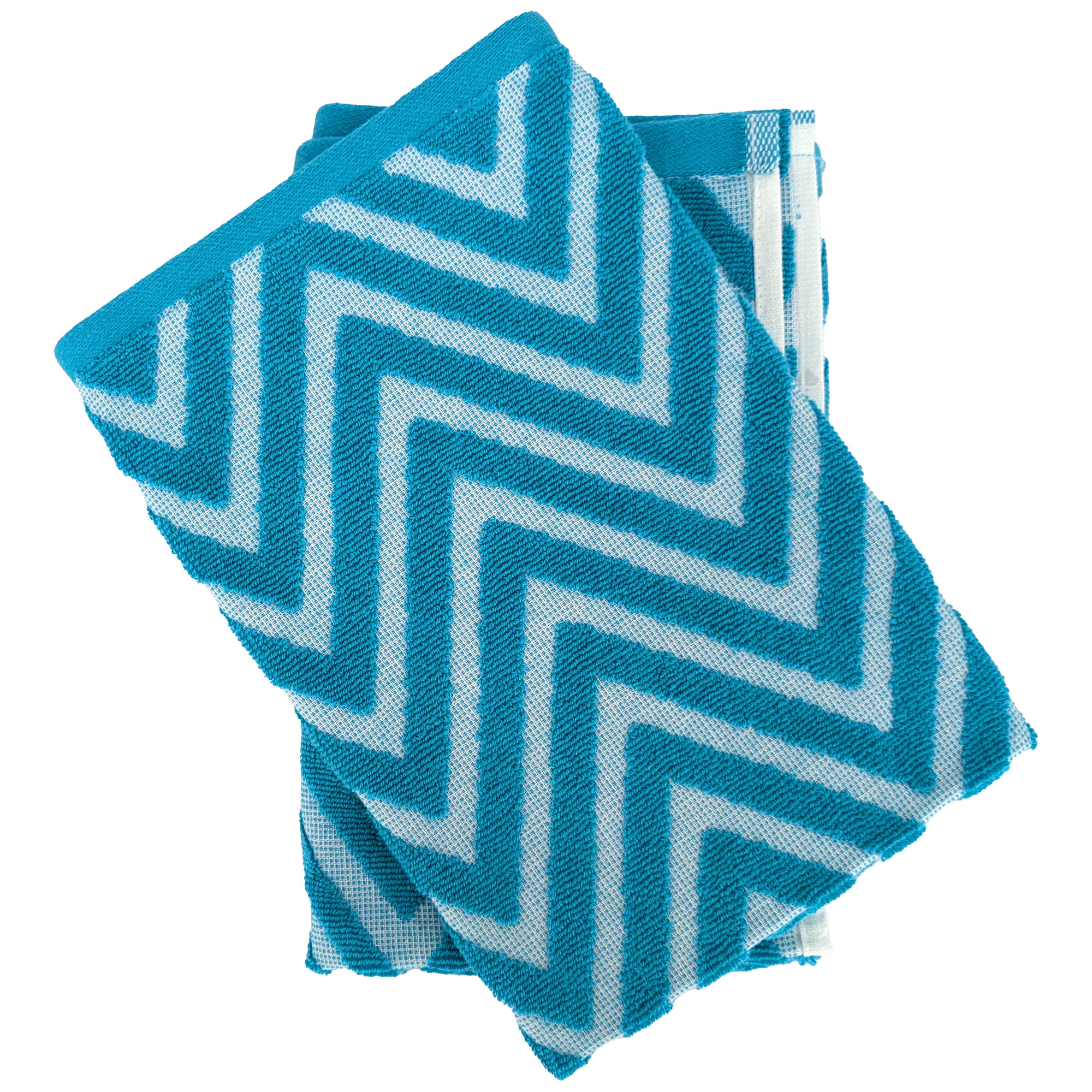 Lot De 2 Torchons De Cuisine 50x50 Cm Coton Shapes Motif Chevron Bleu