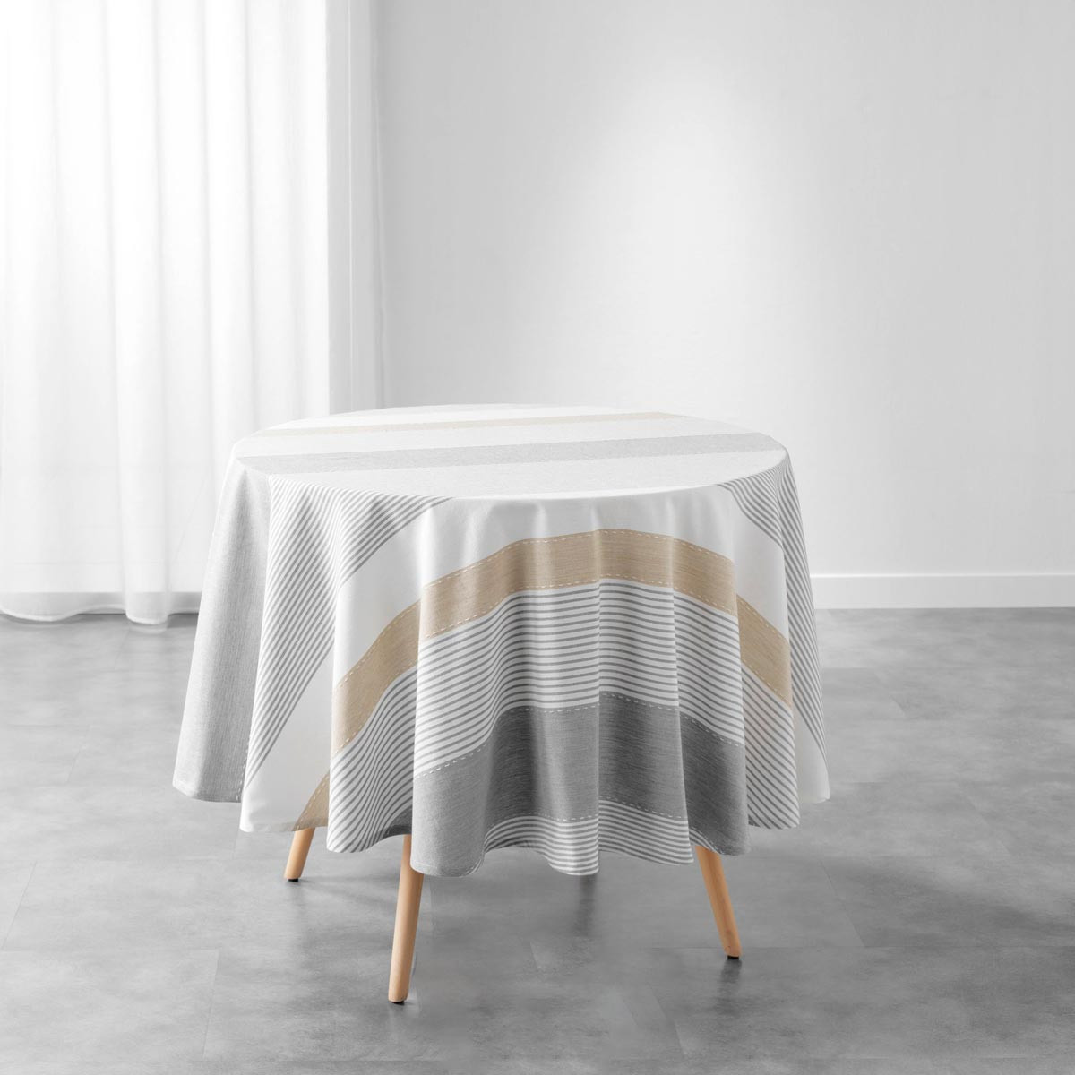 Nappe De Table Ronde "iliade" 180cm Gris