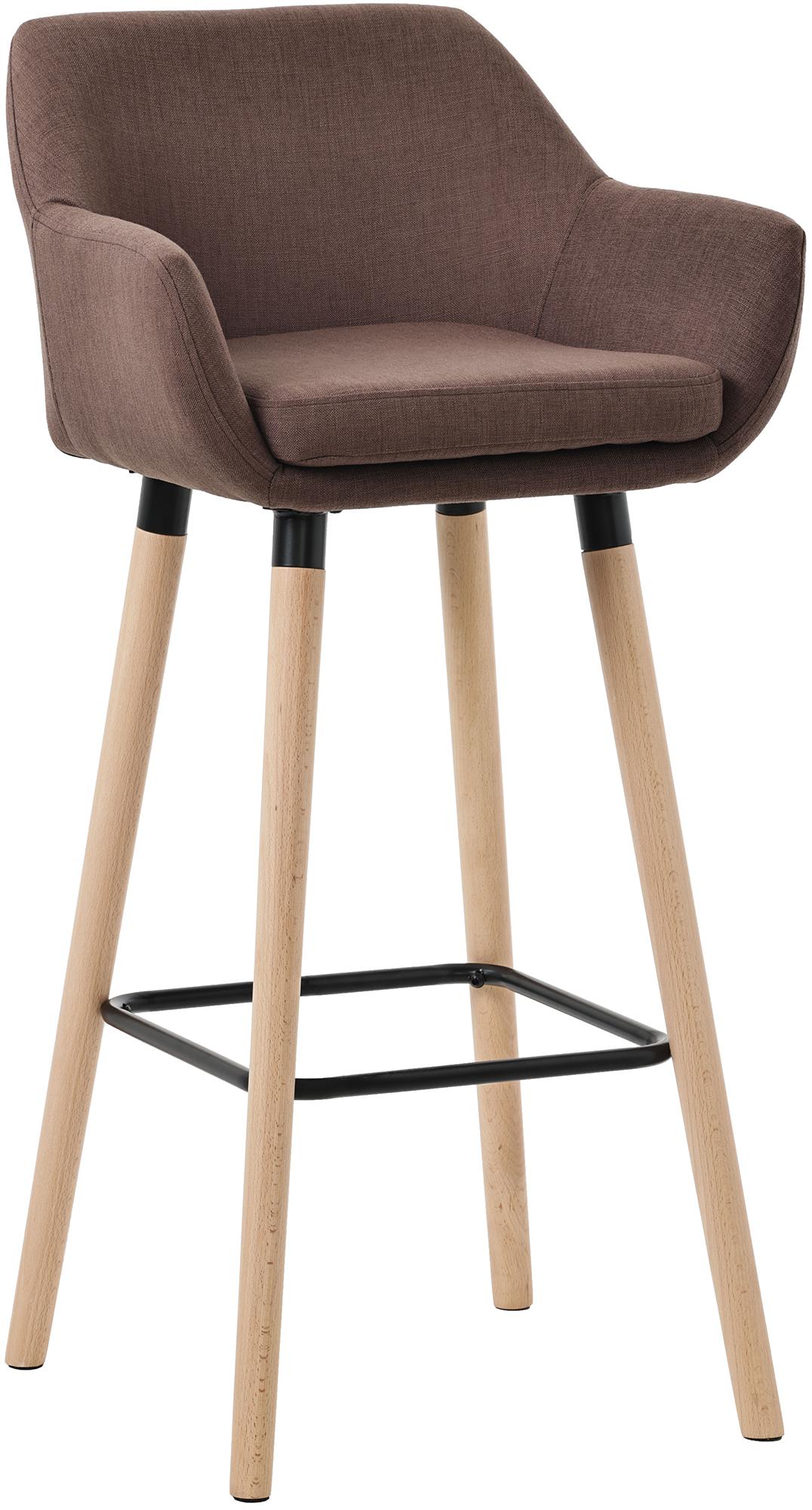 Tabouret De Bar Lounge X1 Design Scandinave Assise En Tissu Couleur Café Pieds En 10_0004919