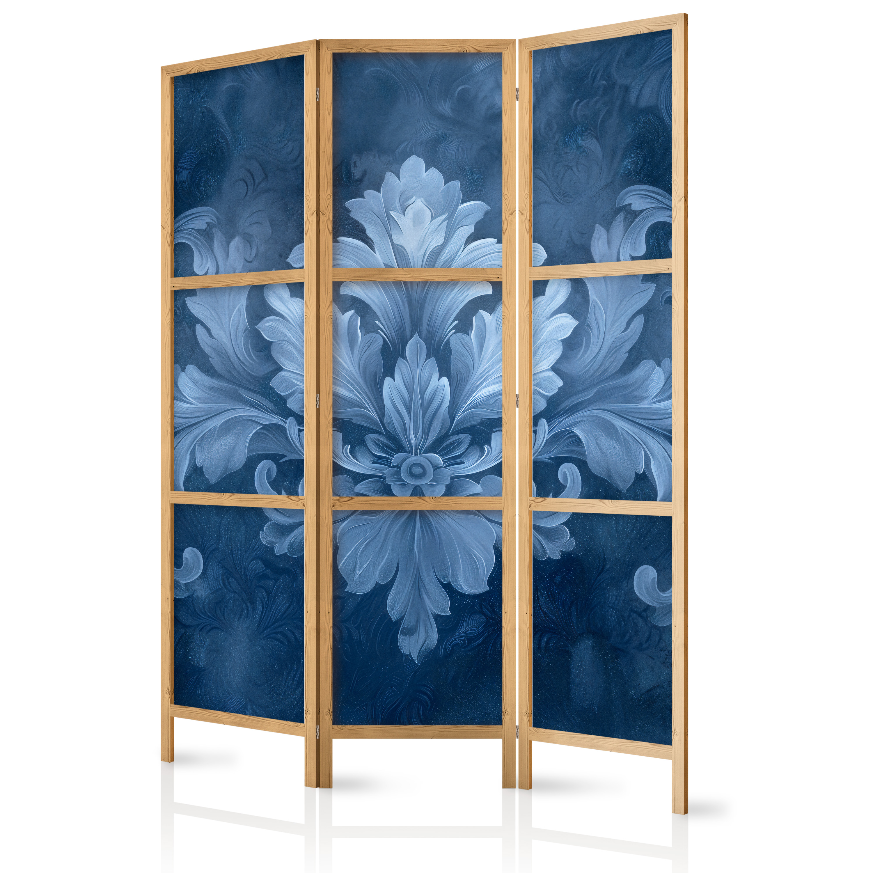 Paravent Japonais - Ornement Et Froides - Décoration Bleu Foncé 135x172