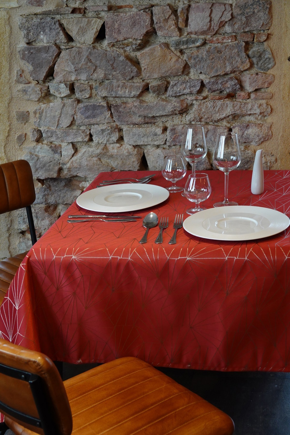 Nappe 145x300cm Facette Rouge