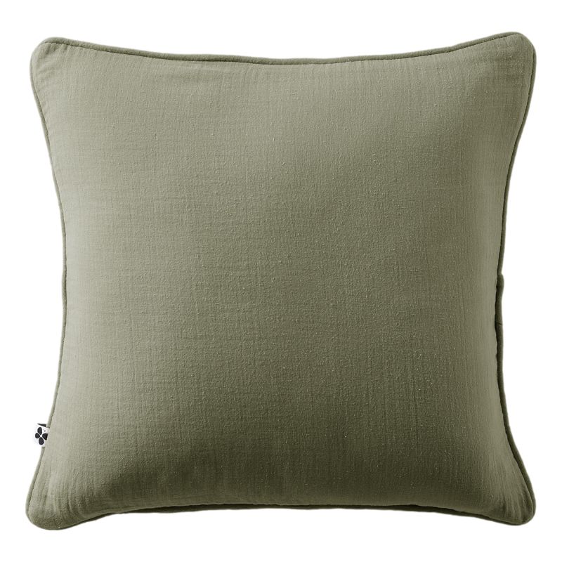 Coussin Déhoussable Avec Passepoil "gaïa" 45 X 45 Cm "gaze De Coton" L'Effet Papillon - Gaia Romarin -