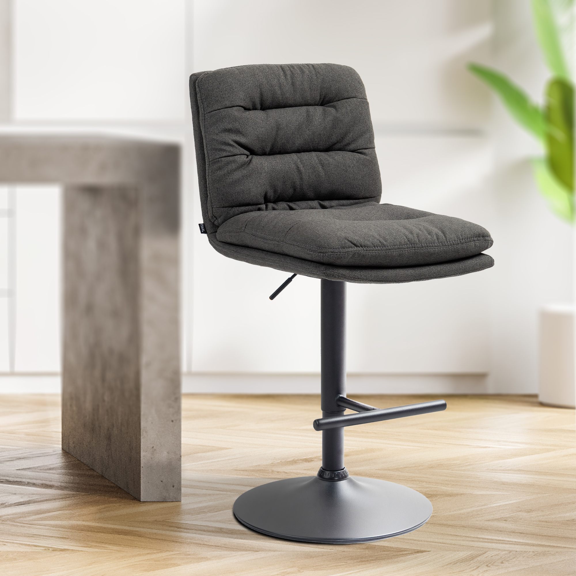 Tabouret De Bar Damar Tissu Noir Gris Foncé