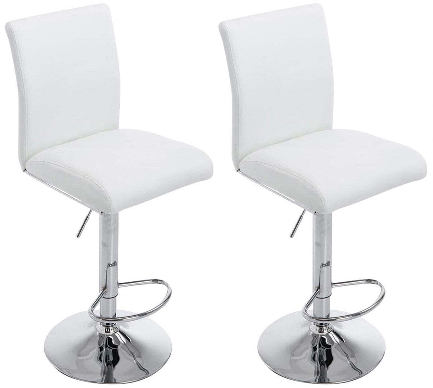 Set De 2 Tabourets De Bar Avec Repose-pied Design Moderne Synthétique Blanc 10_0000267