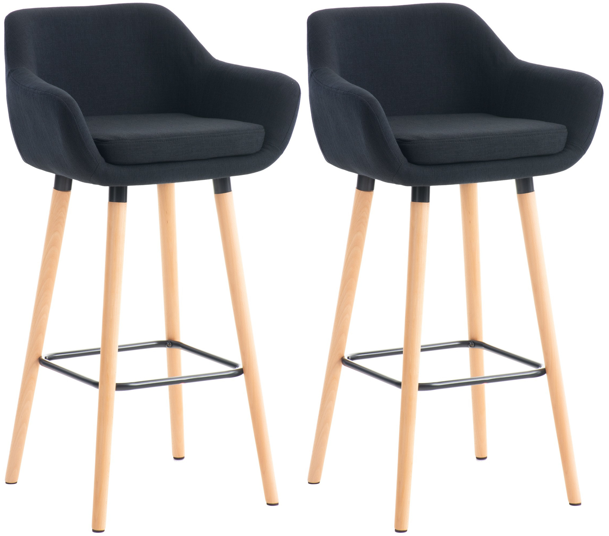 Lot De 2 Tabourets De Bar Grant Tissu Noir