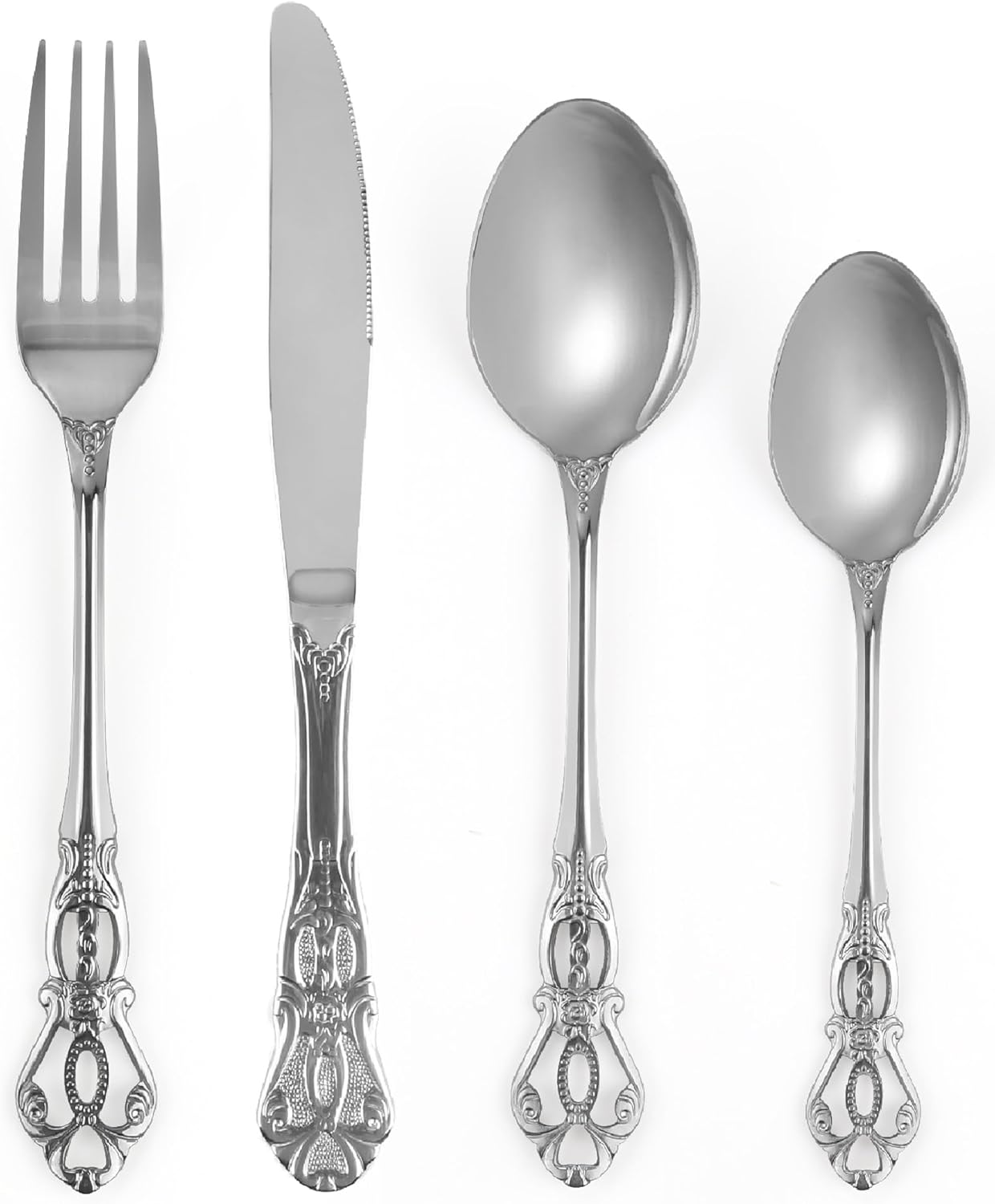 Set Couverts De Table 6 Personnes Rétro Royal Inox 24 Pièces Finition Poli Résistant Gris