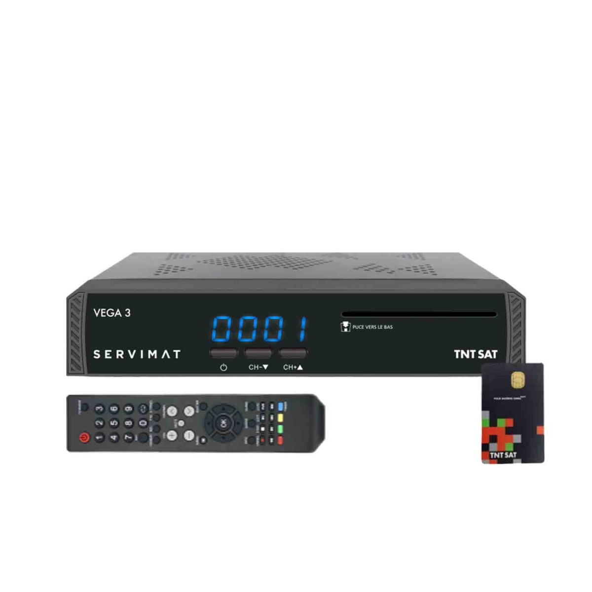Servimat Vega 3 Récepteur Tv Satellite Full Hd + Carte D'accès Tntsat V6 Astra 19.2e