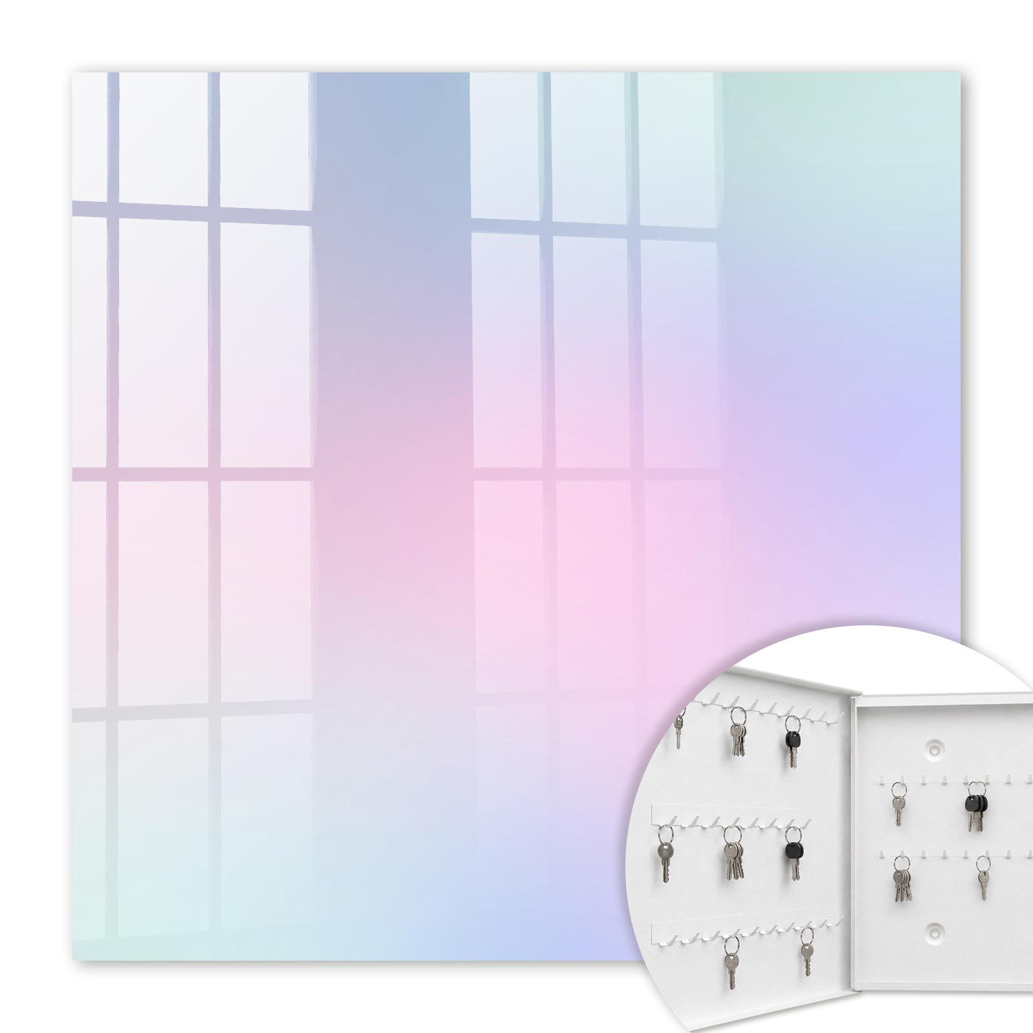Armoire À Clés - (30 Cm X 30 Cm) - Boîte À Clés Murale - Coffret De Rangement Pour Clés - Couleur Blanche - Ouverture Vers La Gauche - Pour Maison Et Bureau - Harmonie Pastel