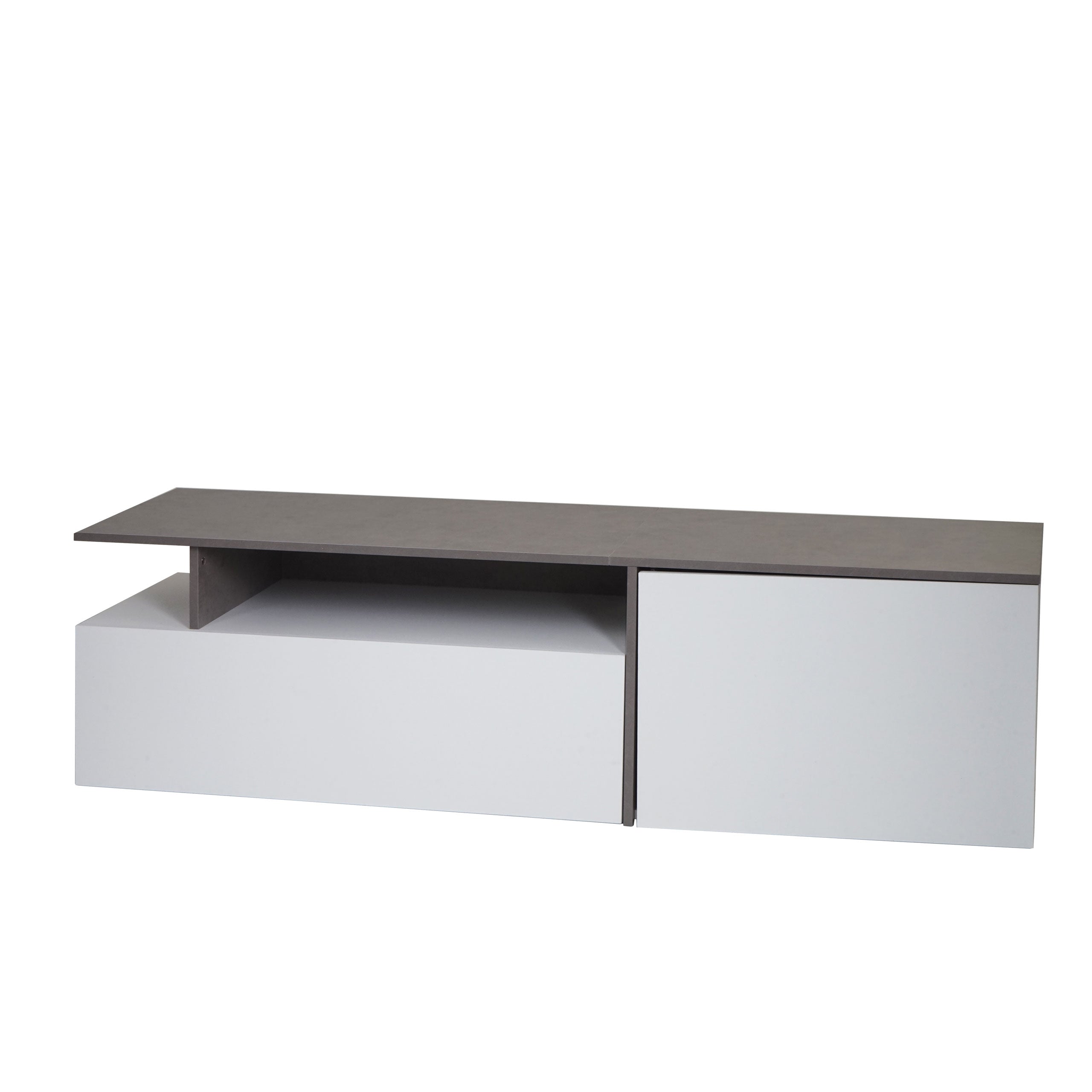 Meuble Tv Avec Deux Grands Compartiments De Rangement Avec Portes 45x161x40 Cm Mdf Aspect 04_0007855