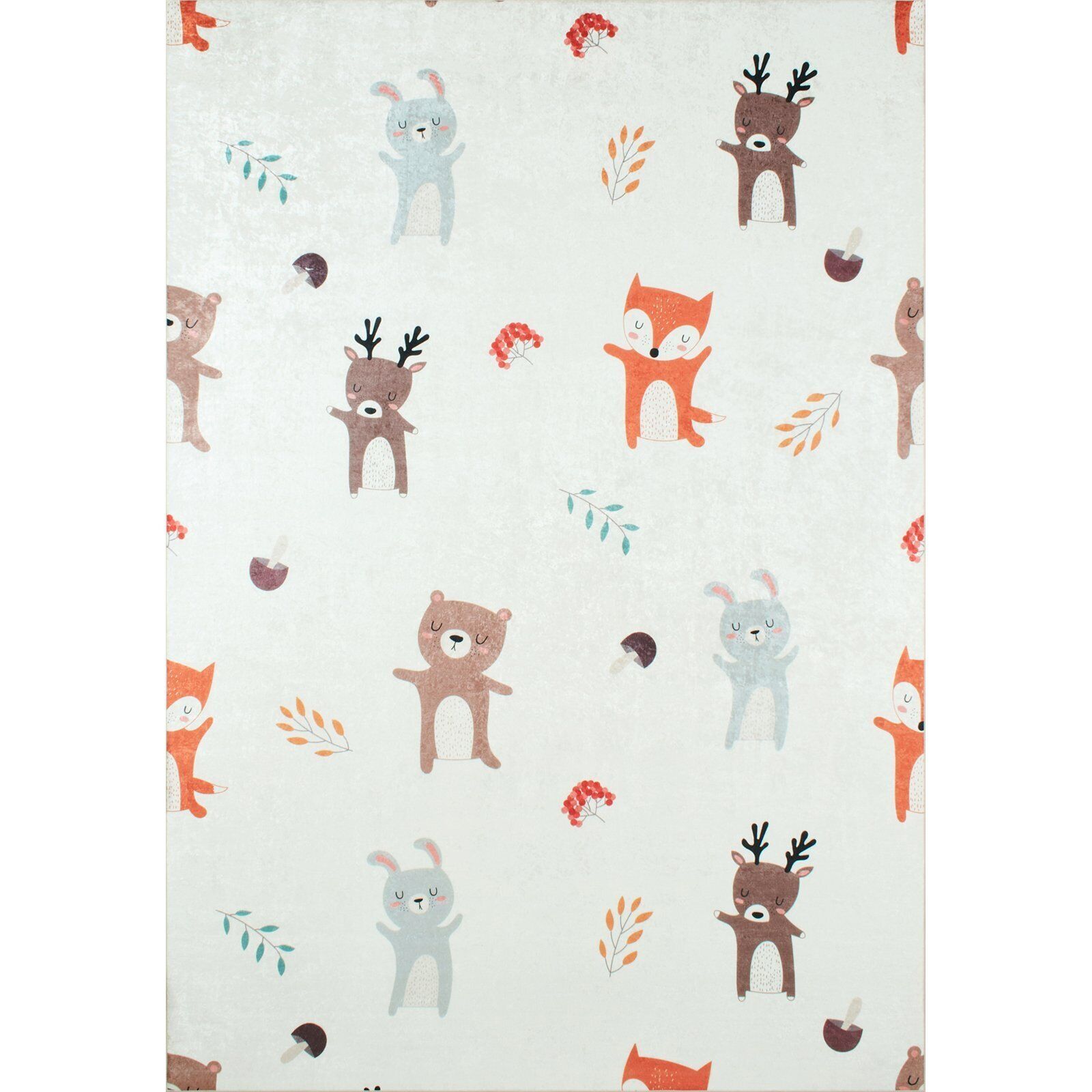 Tapis Imprimé Intérieur Happy Animaux - 80 X 150 Cm