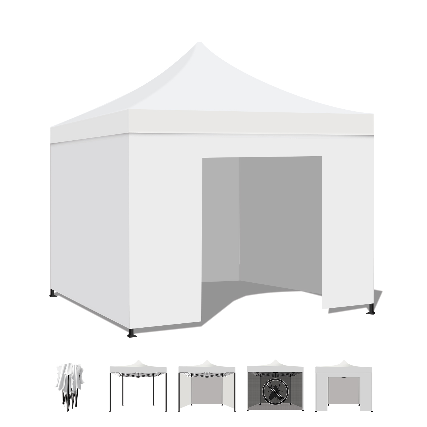 Taman Tente De Réception / Gazebo De Jardin 3x3 Marquise Pliante Étanche Pour Foires Et Marchés Couleur Blanche
