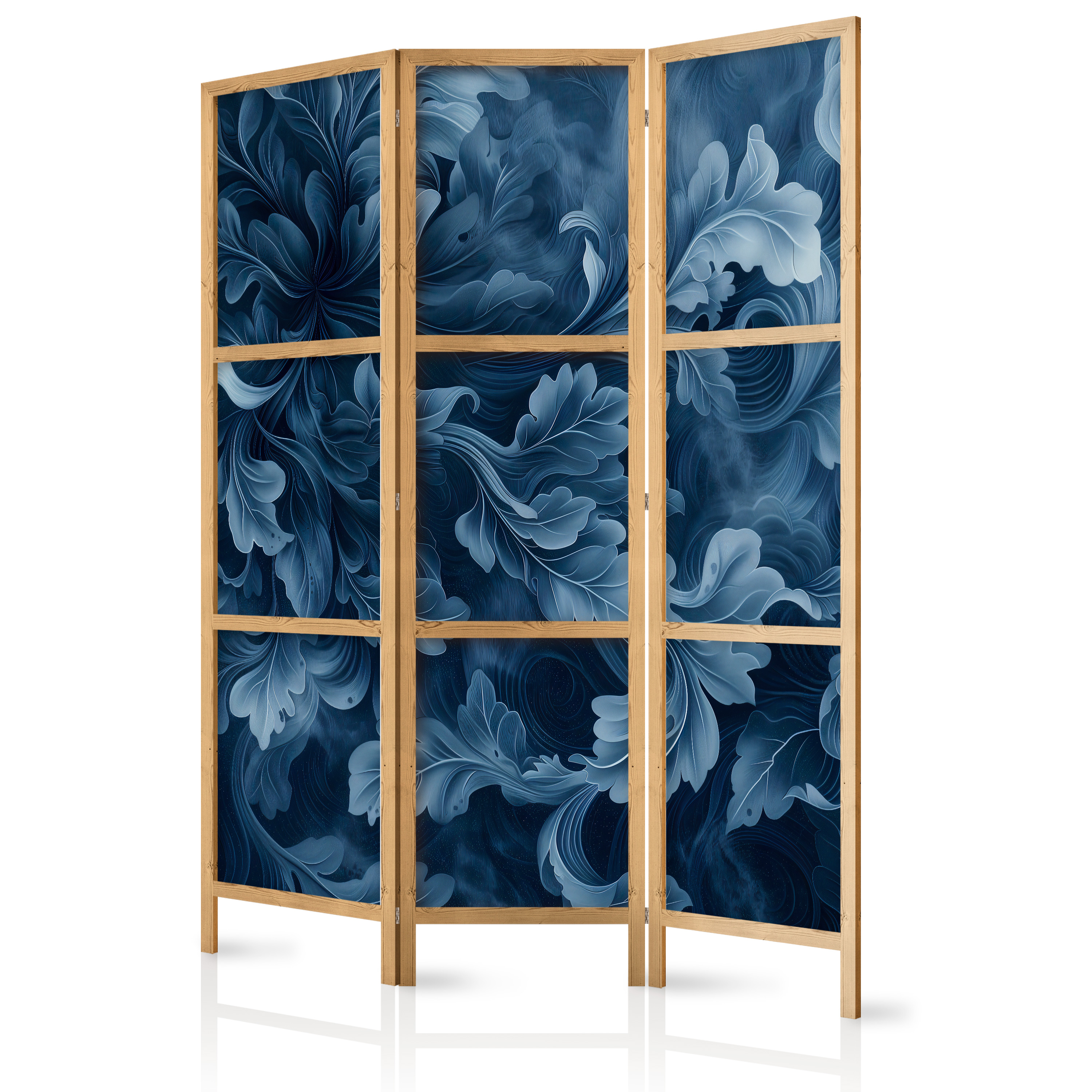 Paravent Japonais - Feuilles Victoriennes Bleu Foncé 135x172