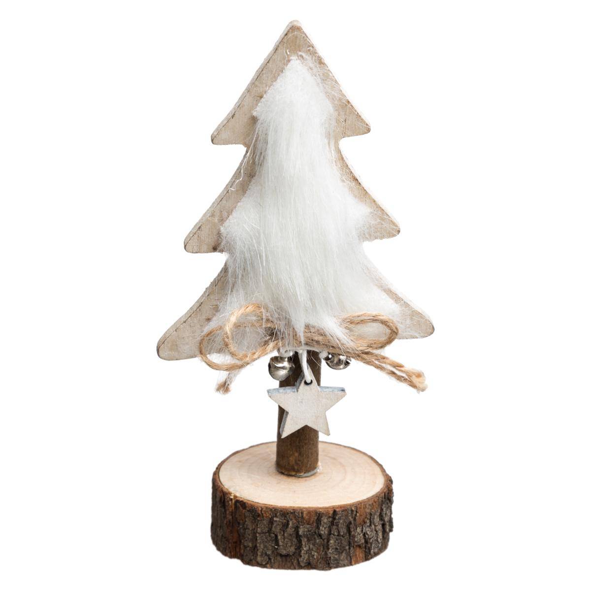 Feeric Christmas - Arbre De Noël Sapin De Table En Bois Et Fourrure H 16 Cm