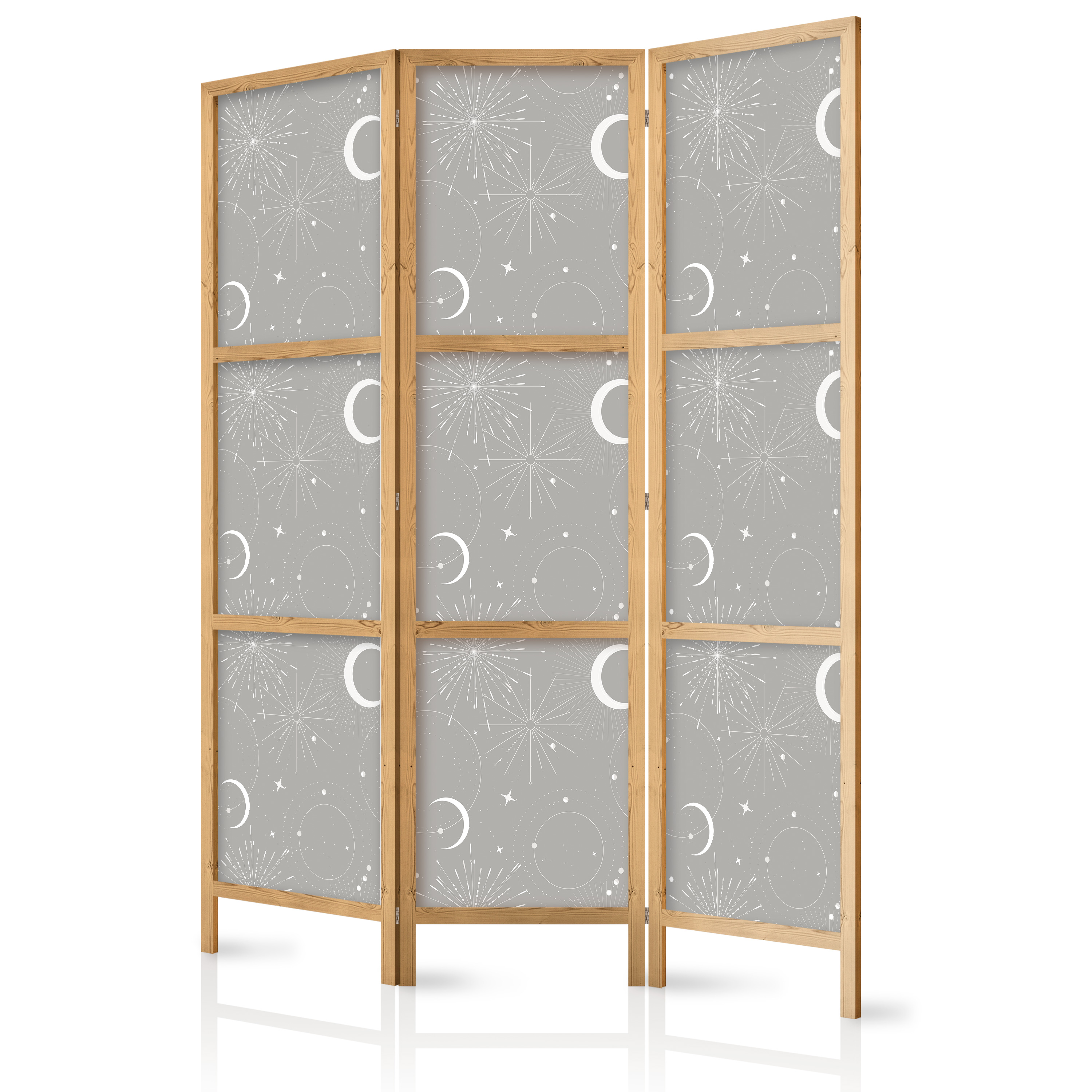 Paravent Japonais - Motif Élégant Avec Lunes Et Étoilesgris 225x172