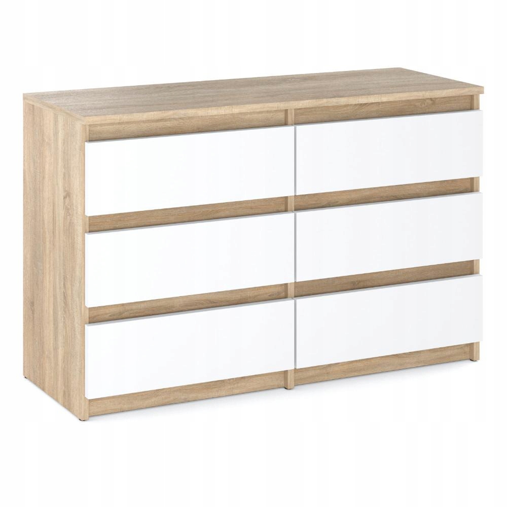 Commode Chêne Sonoma/blanc 6 Tiroirs 100x71,5x33,5cm Meuble Tv- Salon - Chambre -chifonnier