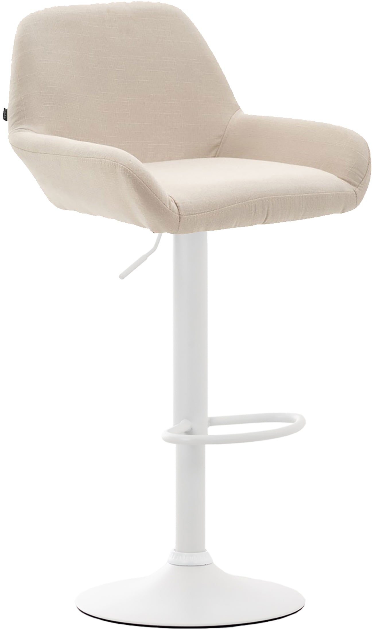 Tabouret De Bar X1 Repose-pieds En Forme D'arc En Métal Blanc Assise En Tissu 10_0004549