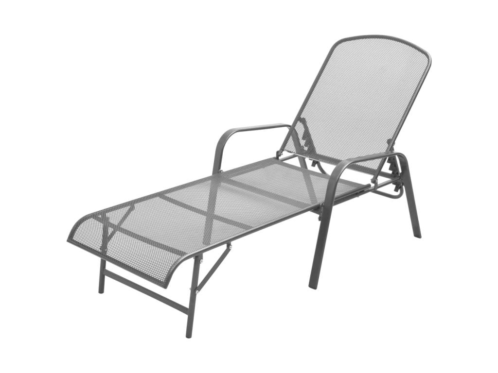 Transat Chaise Longue Bain De Soleil Lit De Jardin Terrasse Meuble D'extérieur Acier Anthracite 02_0012240