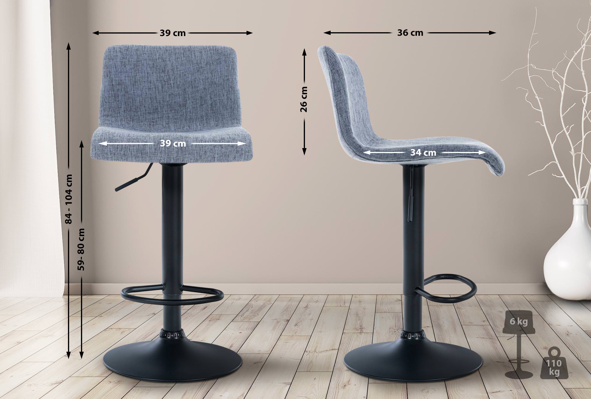 Tabouret De Bar Hoover Tissu B Bleu