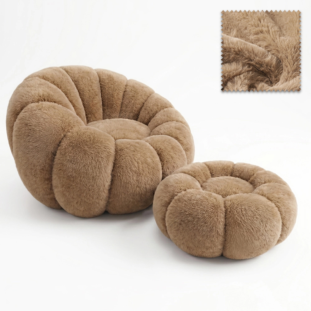 Privatefloor - Fauteuil Relax Pivotant Avec Pouf - Tissu Polyester Doux - Rembourrage Moelleux - Base Pivotante 360° - Support Jusqu'à 150 Kg