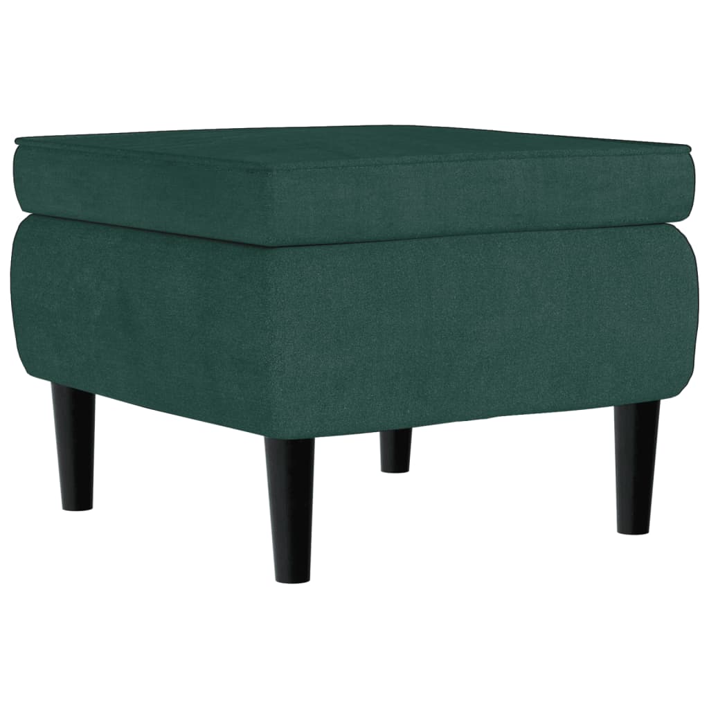 Tabouret Assise Repose-pieds Avec Pieds En Bois En Velours Vert Foncé Dec026325