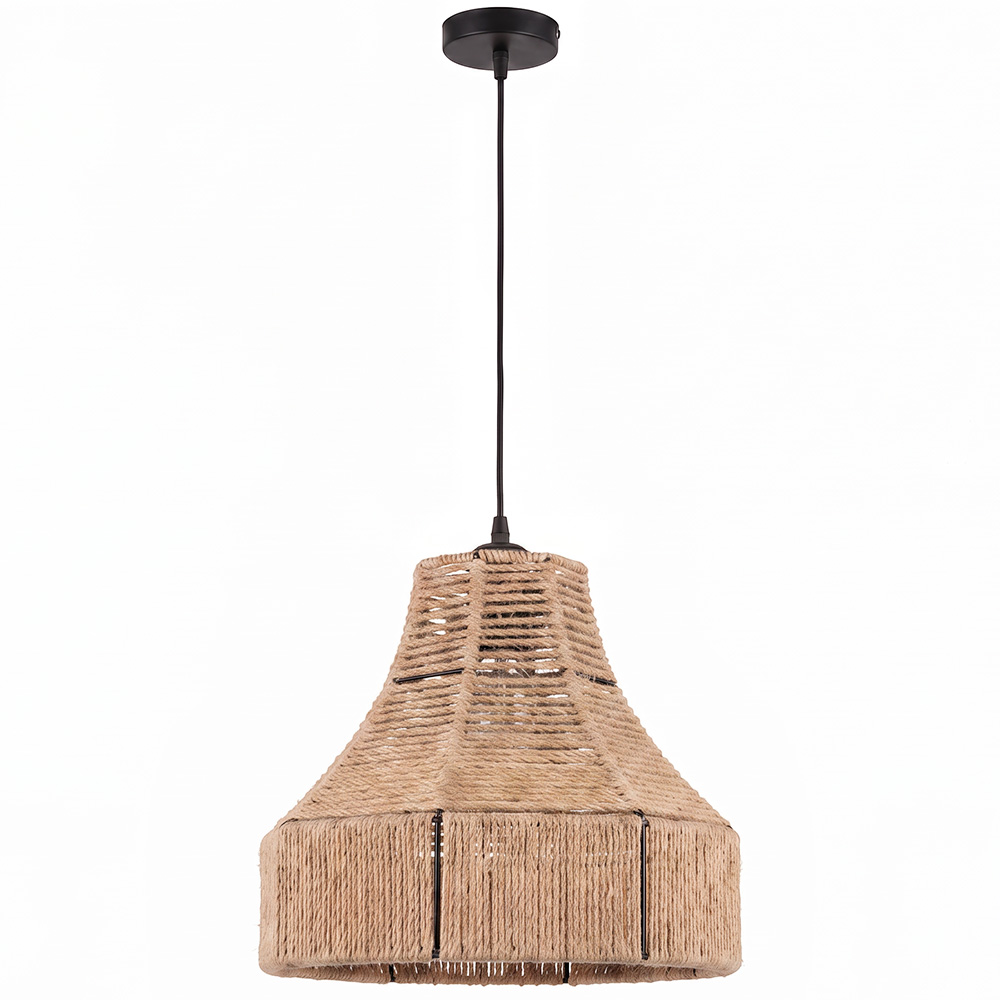 Suspension Corde Naturelle Et Métal - Style Boho - Design Fait Main - Lorena Naturel