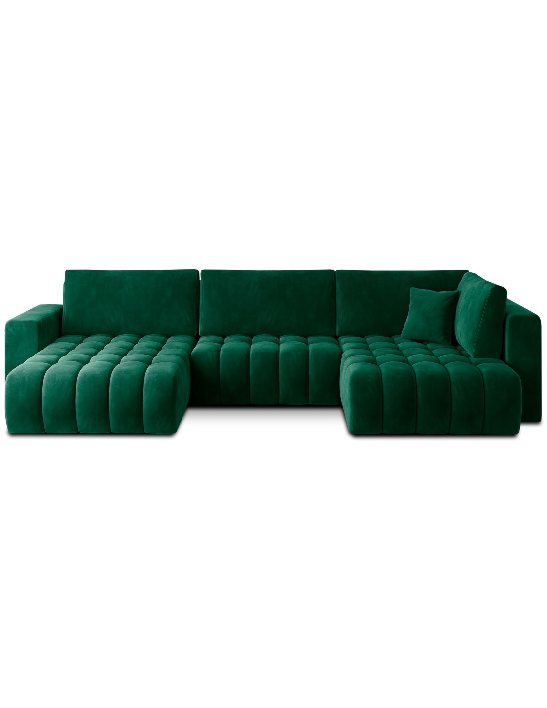 Canapé D'Angle Bonita Convertible 6 Places Vert Foncé Effet Velours - Gauche - 350x175cm