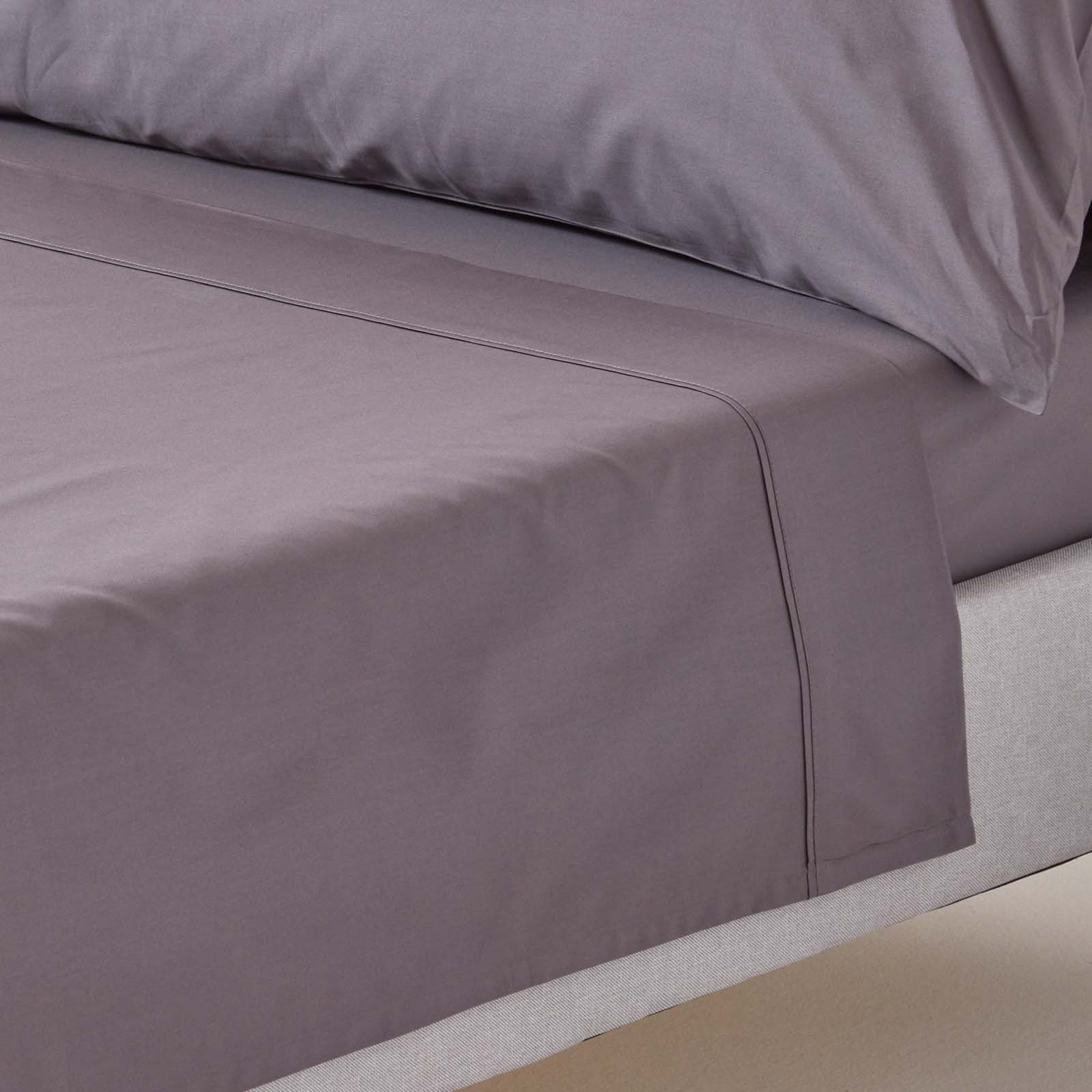 Drap Plat 230x255cm Gris Fonce Coton Égyptien 200tc Homescapes
