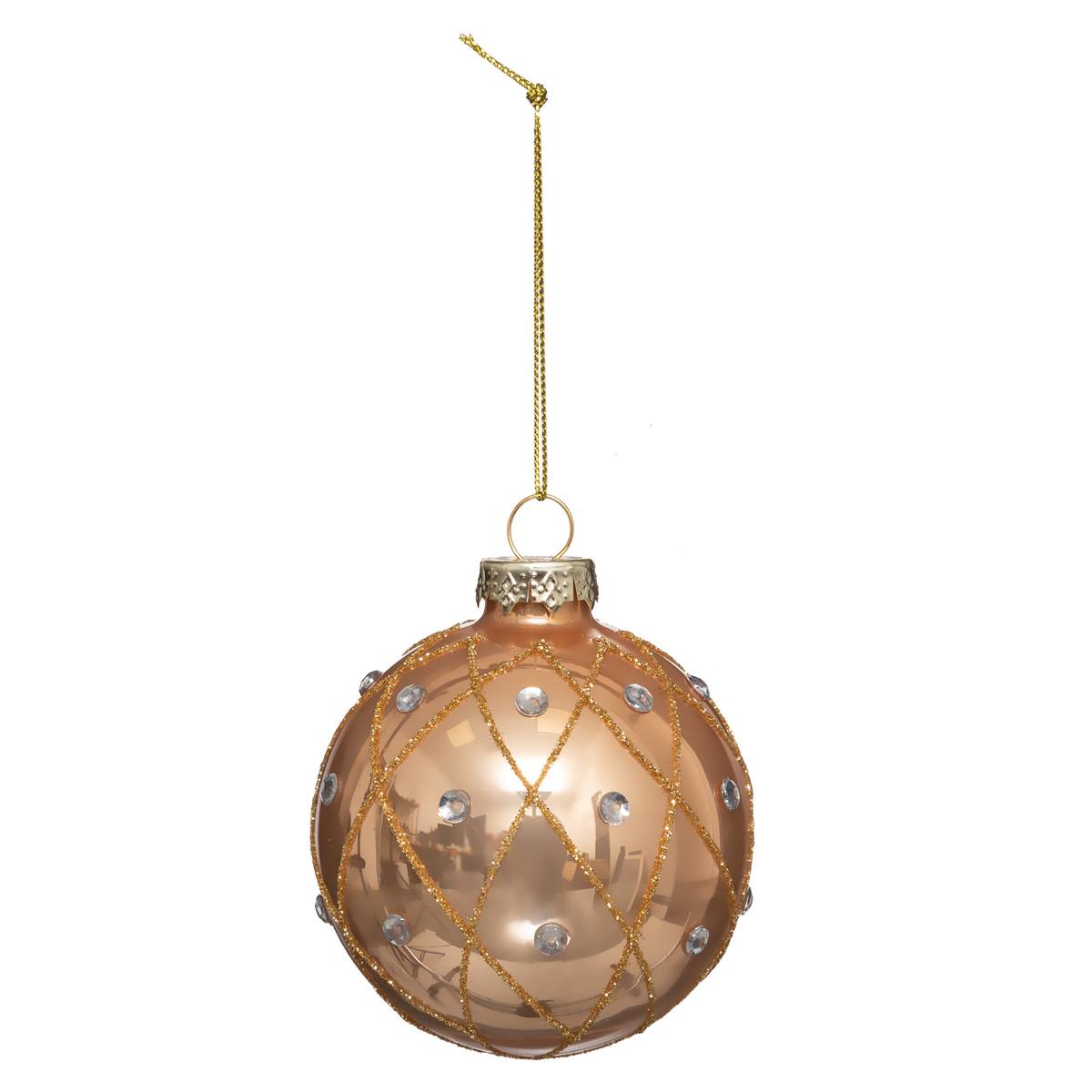 Boule De Noël Verre 70mm Paillettes Baroque - Feeric Lights & Christmas