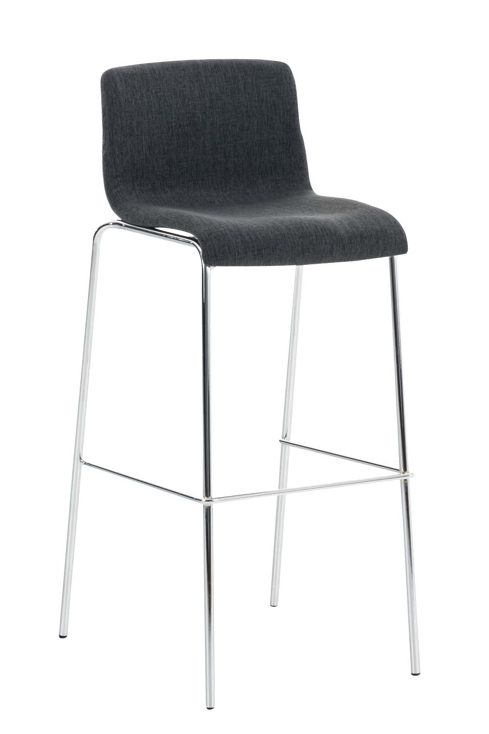 Tabouret De Bar Hoover Tissu 4 Pieds Structure Chrome Gris Foncé
