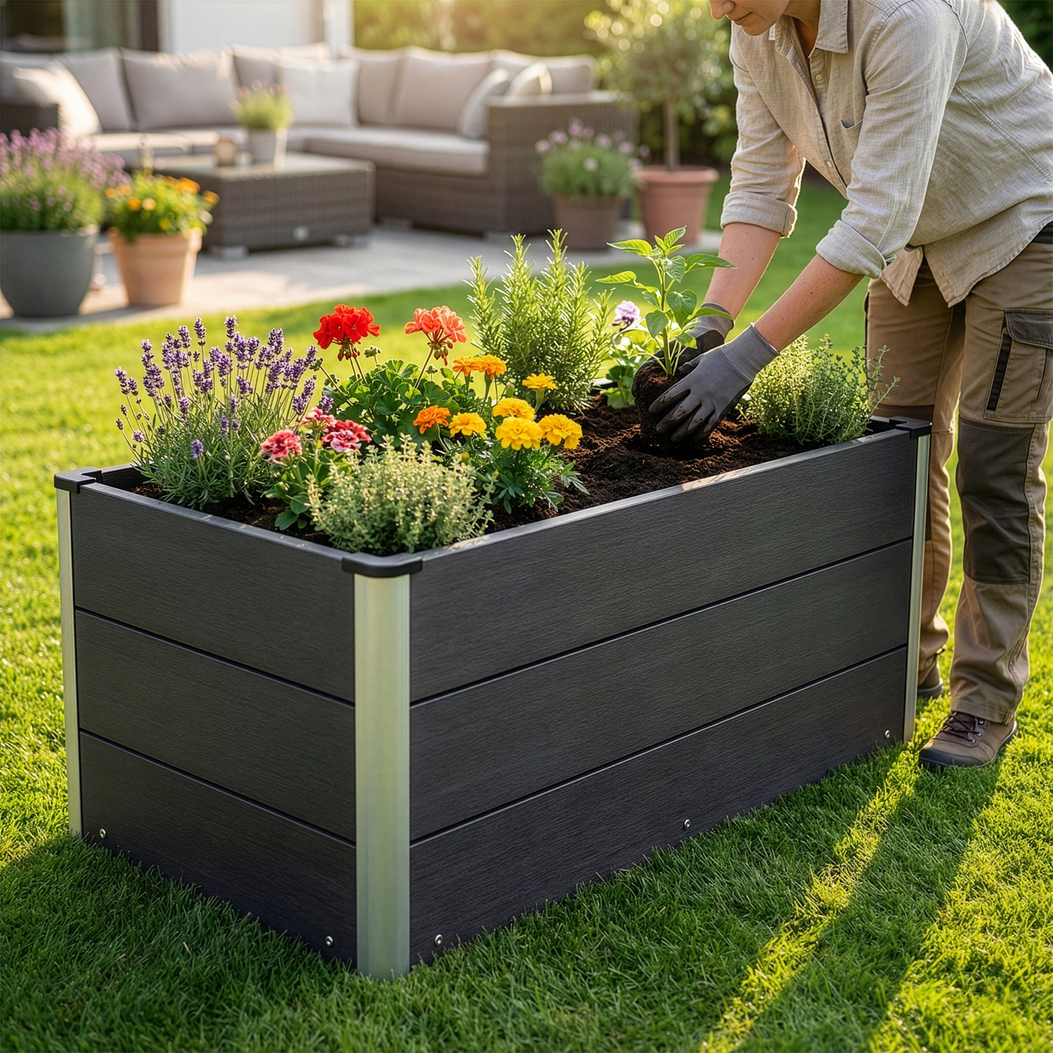 Jardinière Surélevée En Wpc 100 X 50 X 45 Cm Parterre De Jardin