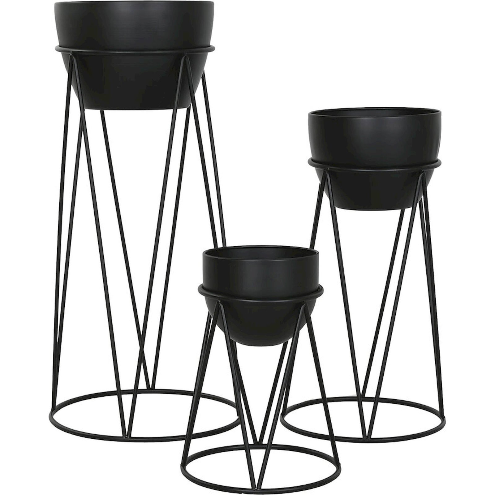 Support Élégant Pour Plante En Métal Noir Urbain - Noir Mat Élégant