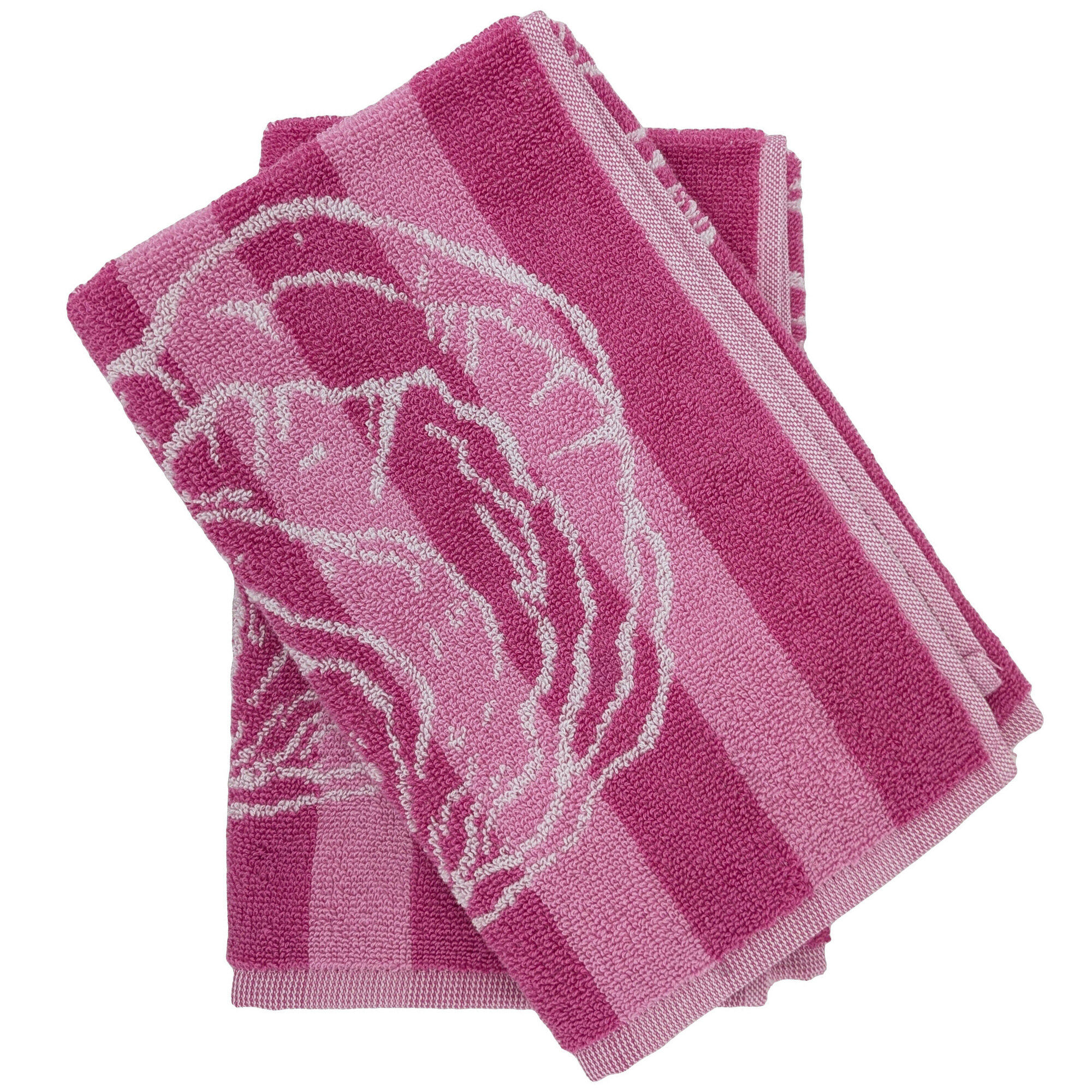 Lot De 2 Torchons De Cuisine Éponge 50x50 Cm Collection Seafood Rose