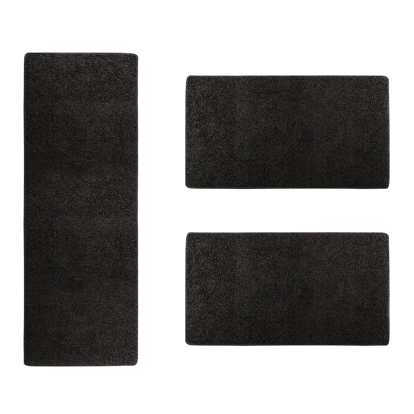 Descente De Lit Barcelona Noir 1 Tapis 67 X 250 Cm + 2 Tapis 67 X 140 Cm - Floordirekt
