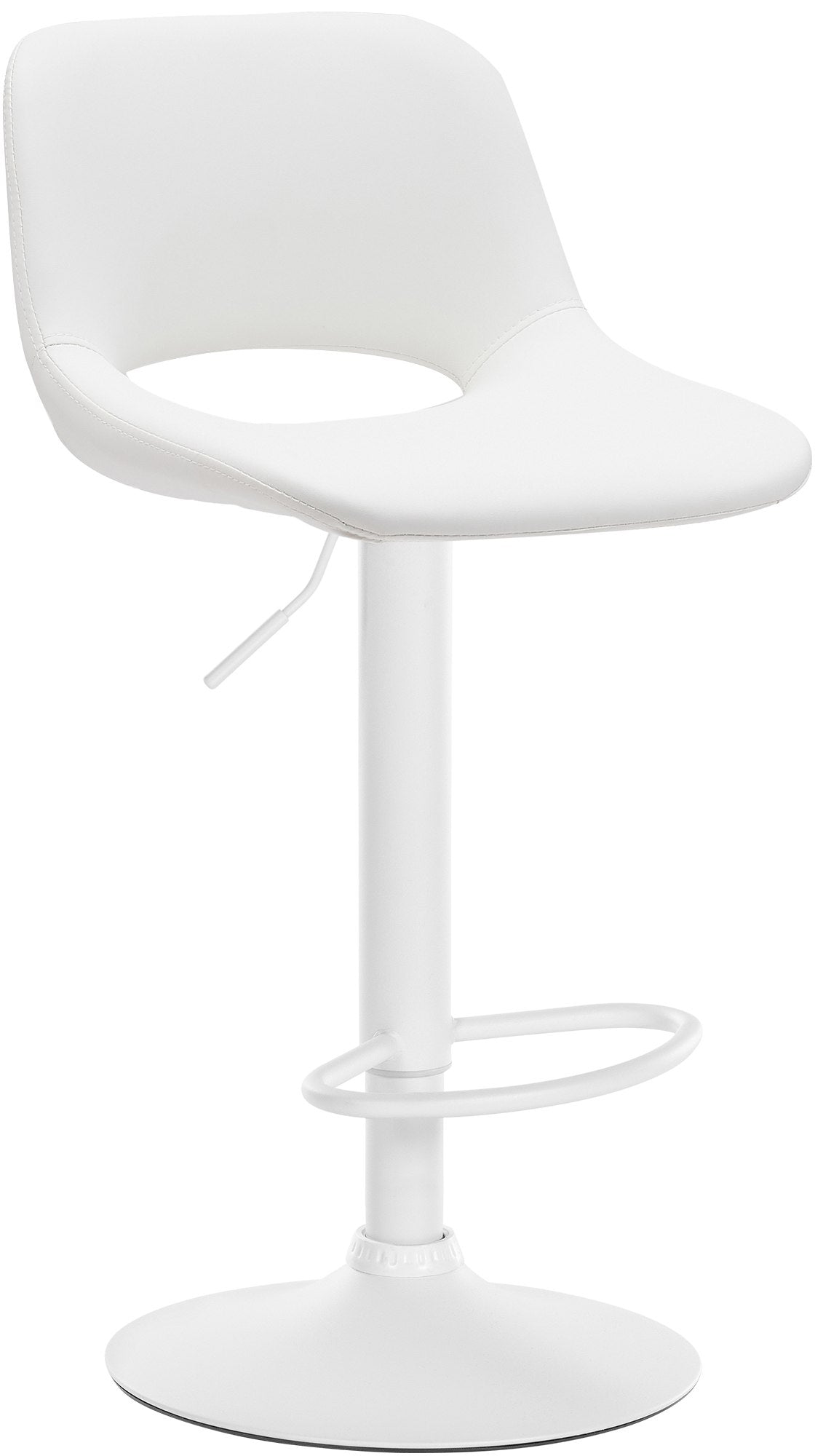 Tabouret De Bar Chaise Haute X1 Avec Repose-pieds En Pvc Blanc Piètement Métallique Blanc 10_0004586