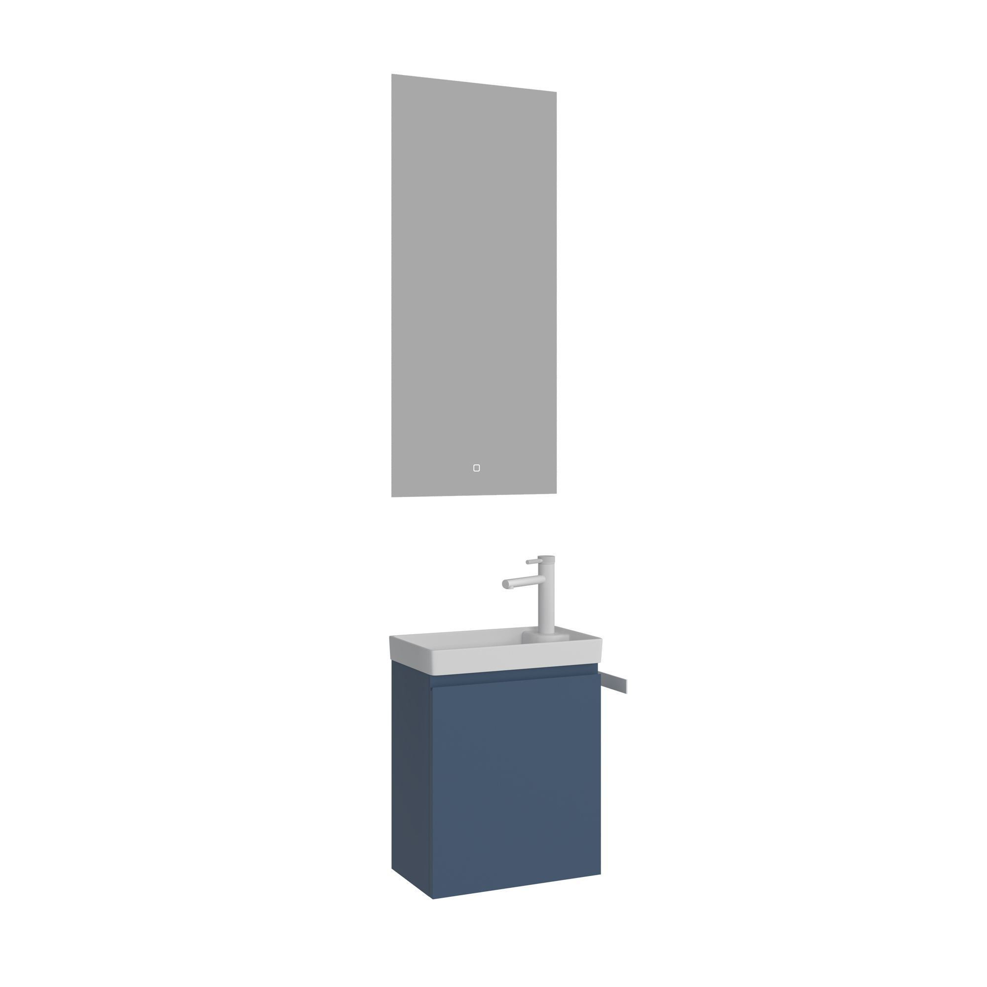 Meuble Avec Simple Vasque Et Miroir "ferla 40" - 40 X 22 X 50 Cm - Matte Blue