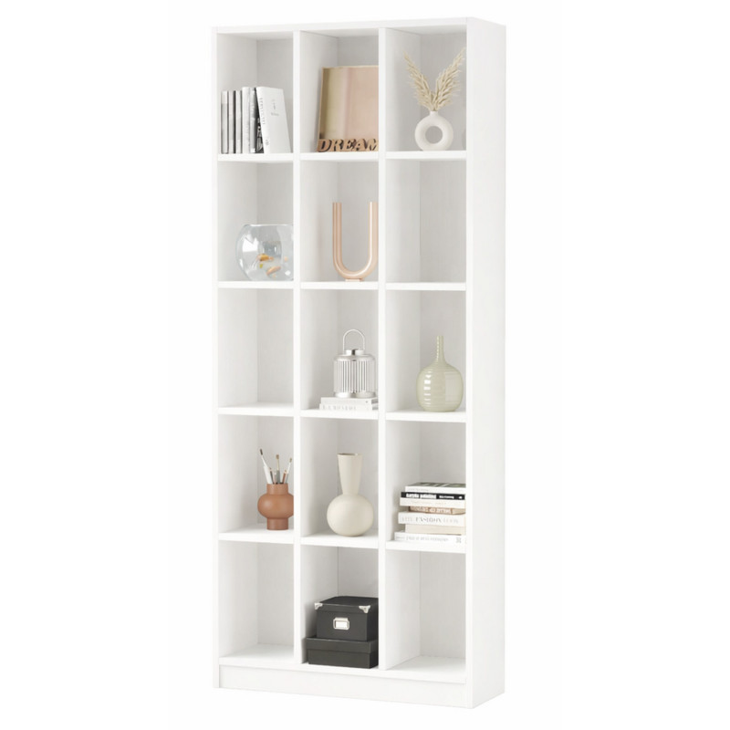 Étagère Beaux Meubles Pas Chers 15 Niches 75,8 X 180 X 25,4 Cm Blanche Mélaminé