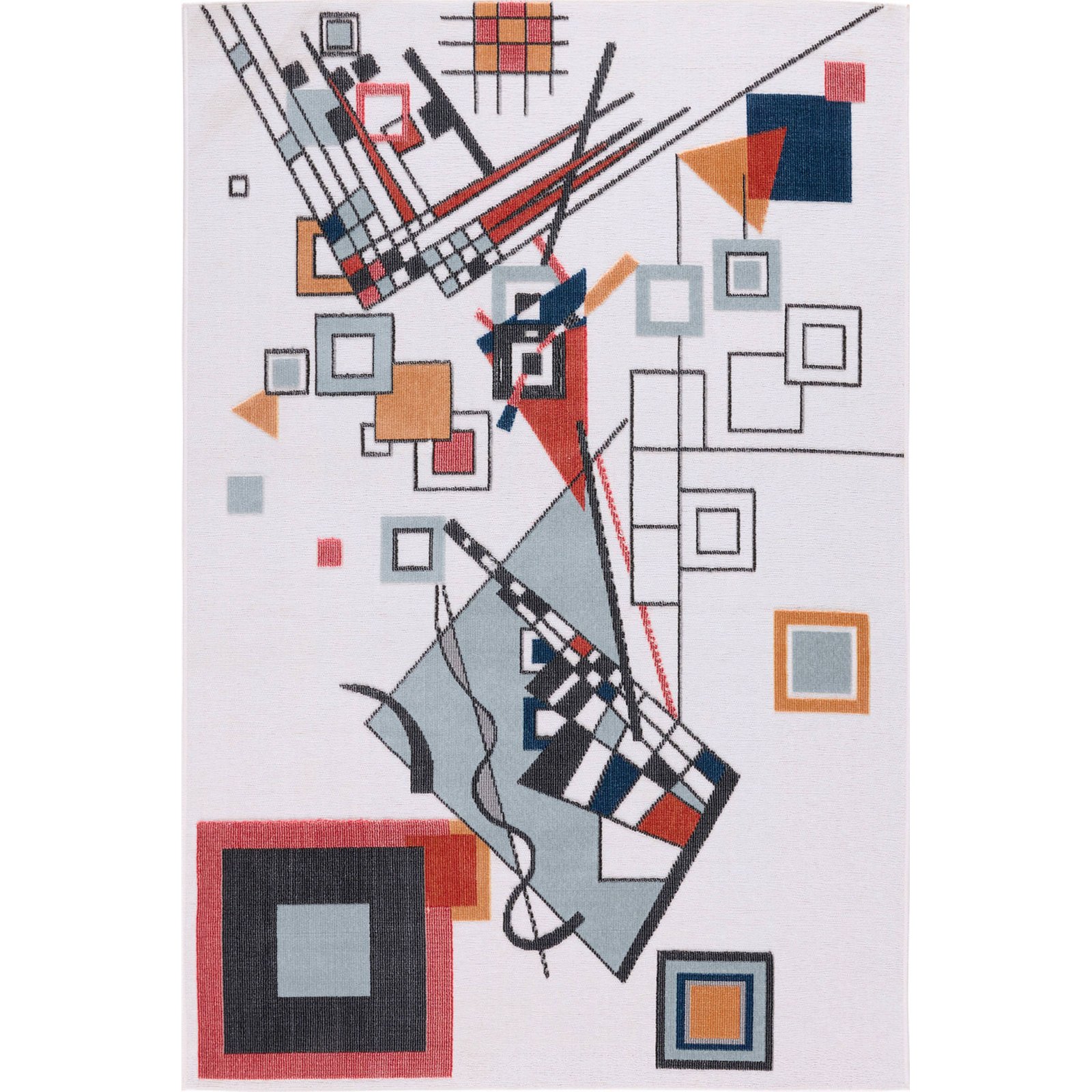 Tapis Blanc Abstrait Intérieur Extérieur Facile Entretien - 114 X 170 Cm
