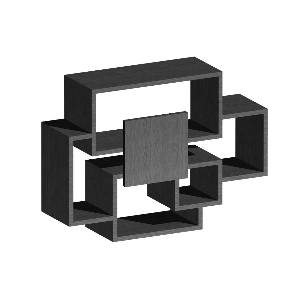 Sorrento - Etagère Murale En Bois Mélaminé 132x30xh75 Cm, Couleur Noire