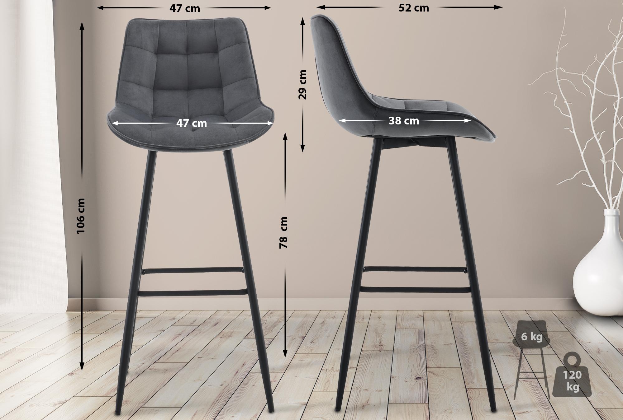 Tabouret De Bar Dartford Velours Gris Foncé