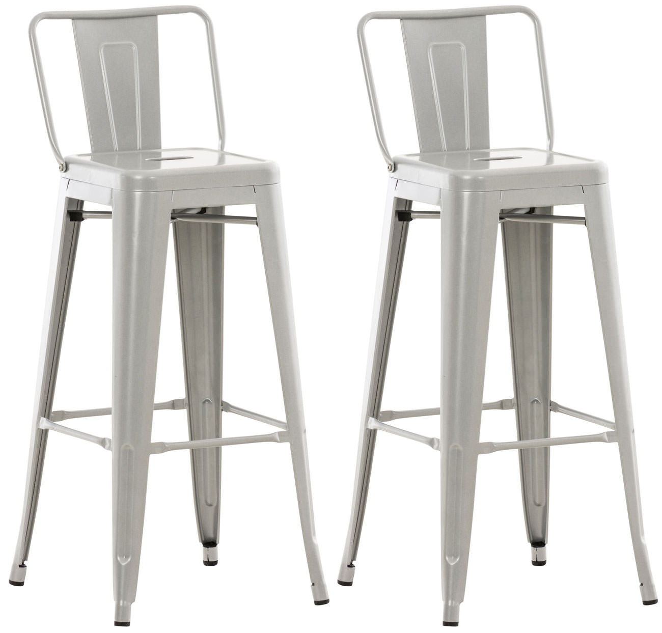 Lot De 2 Tabourets De Bar Design Industriel En Métal Avec Repose-pied Couleur Gris 10_0000967
