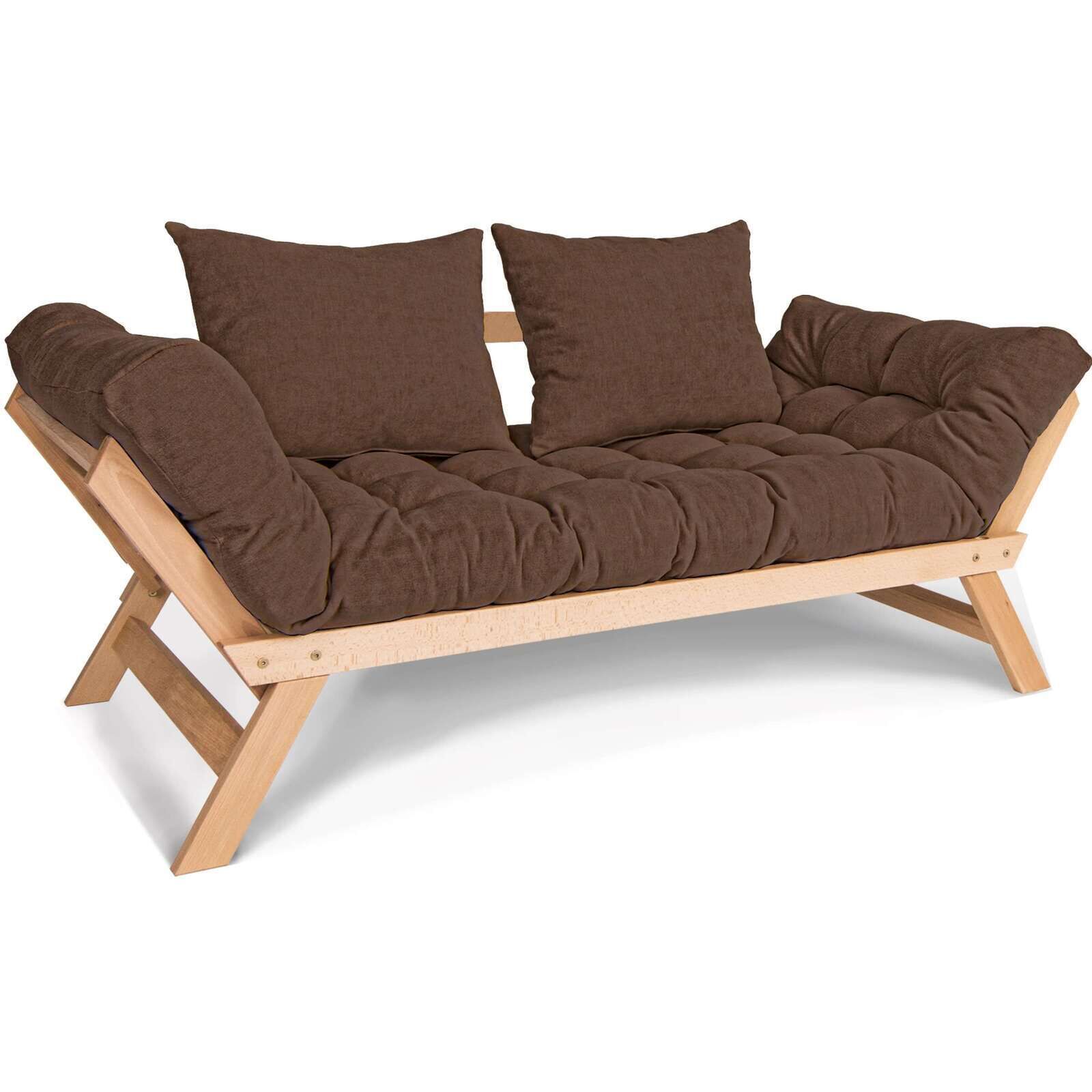 Canapé Lit Allegro - 80 X 203 Cm - Bois Clair Et Marron