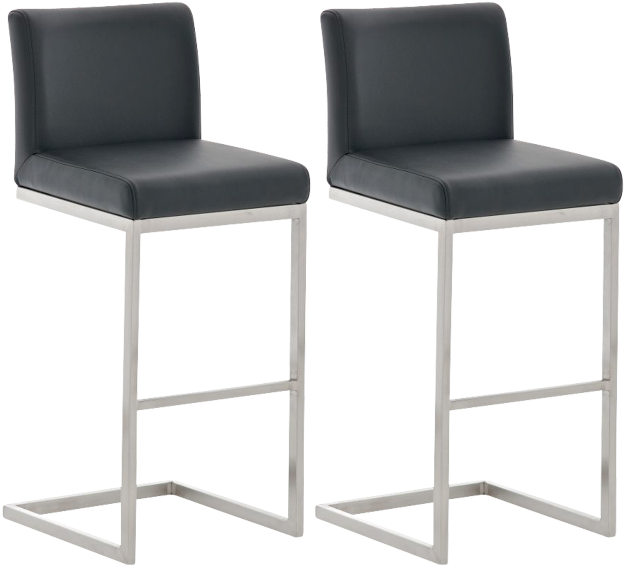 Lot De 2 Tabourets De Bar Paros Simili Cuir Noir