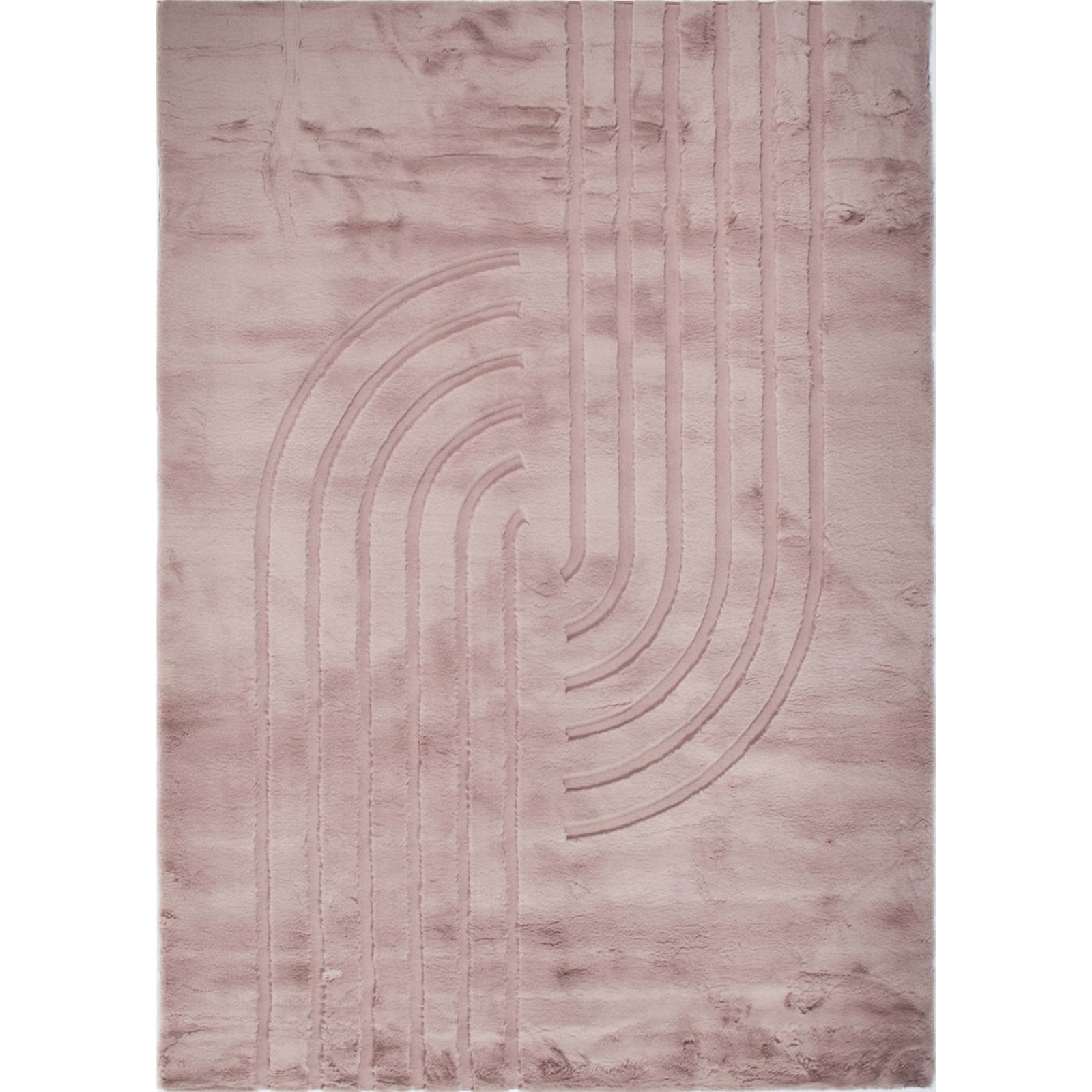 Tapis Rose Géométrique Doux Antidérapant Lavable - 120 X 160 Cm