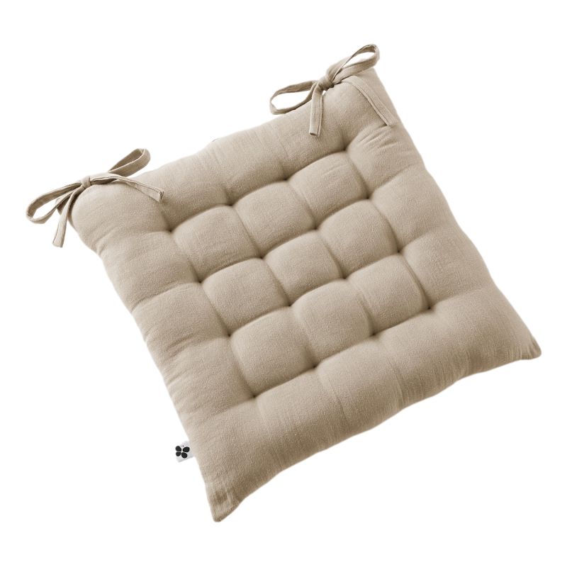 Assise Matelassée 16 Points "gaïa" 40 X 40 Cm "gaze De Coton" L'Effet Papillon - Gaia Ficelle -