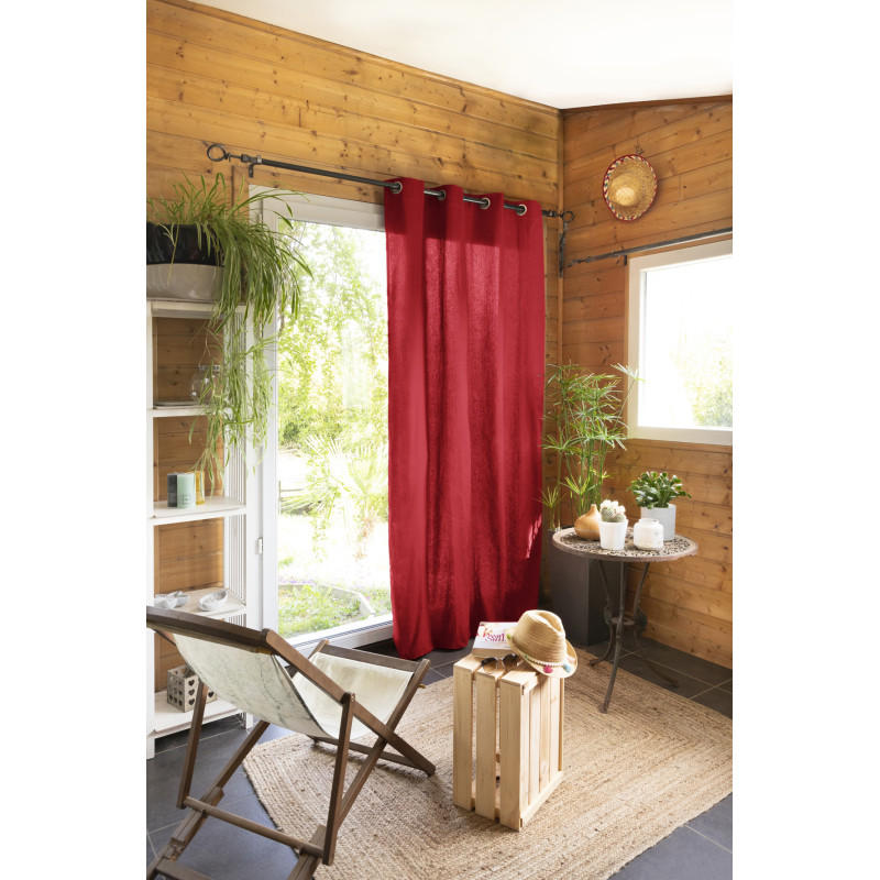 Rideau D'Ameublement "kala" En Coton 140 X 260 Cm L'Effet Papillon - Kala Cerise - 1 Panneau 140 X 260 Cm