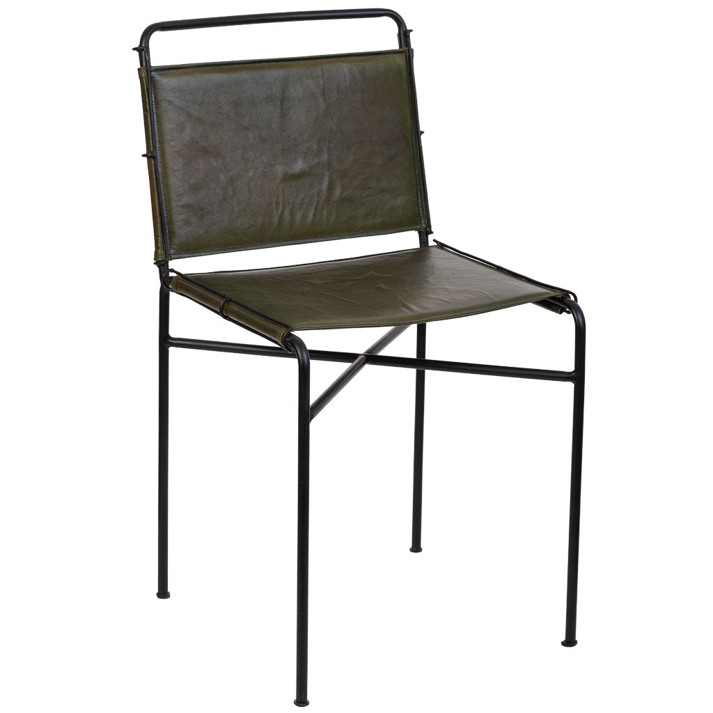 Chaise En Métal Et Cuir Marron 48x46x89