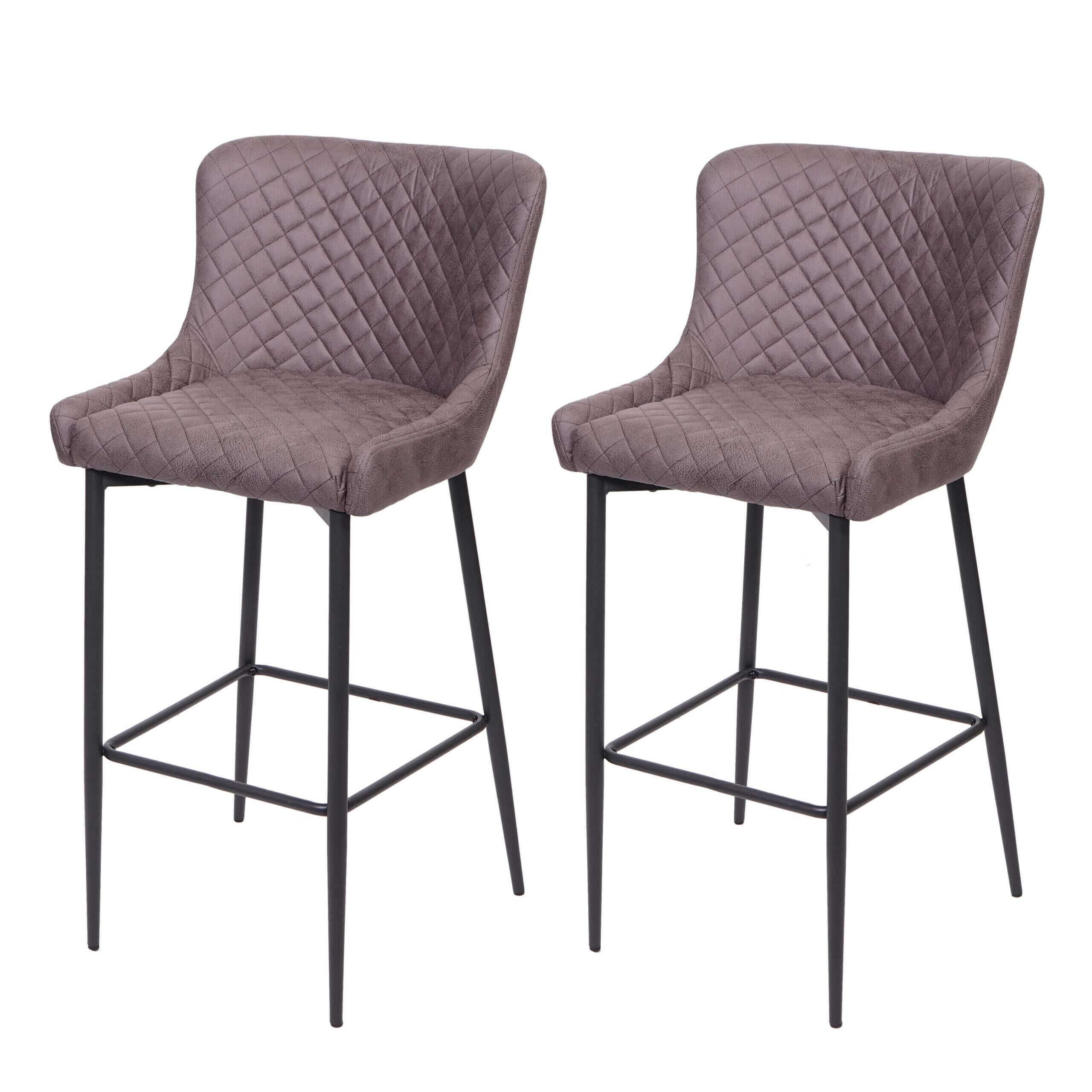 Lot De 2 Tabourets De Bar Chaises De Comptoir En Tissu Gris Foncé Design 04_0000158