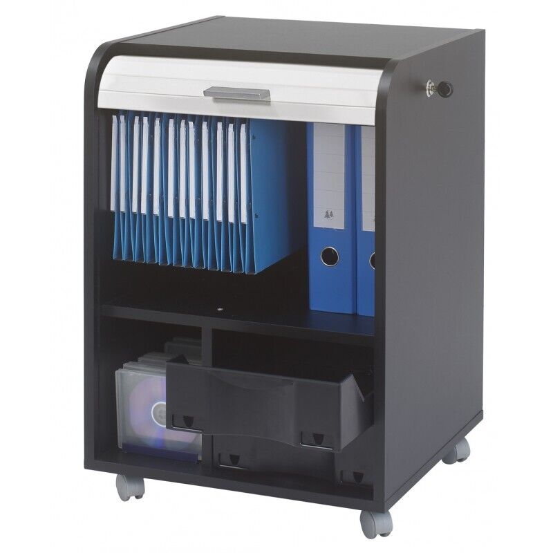 Caisson Bureau Beaux Meubles Pas Chers 47,2 X 69,2 X 47 Cm Noir Blanc Mélaminé